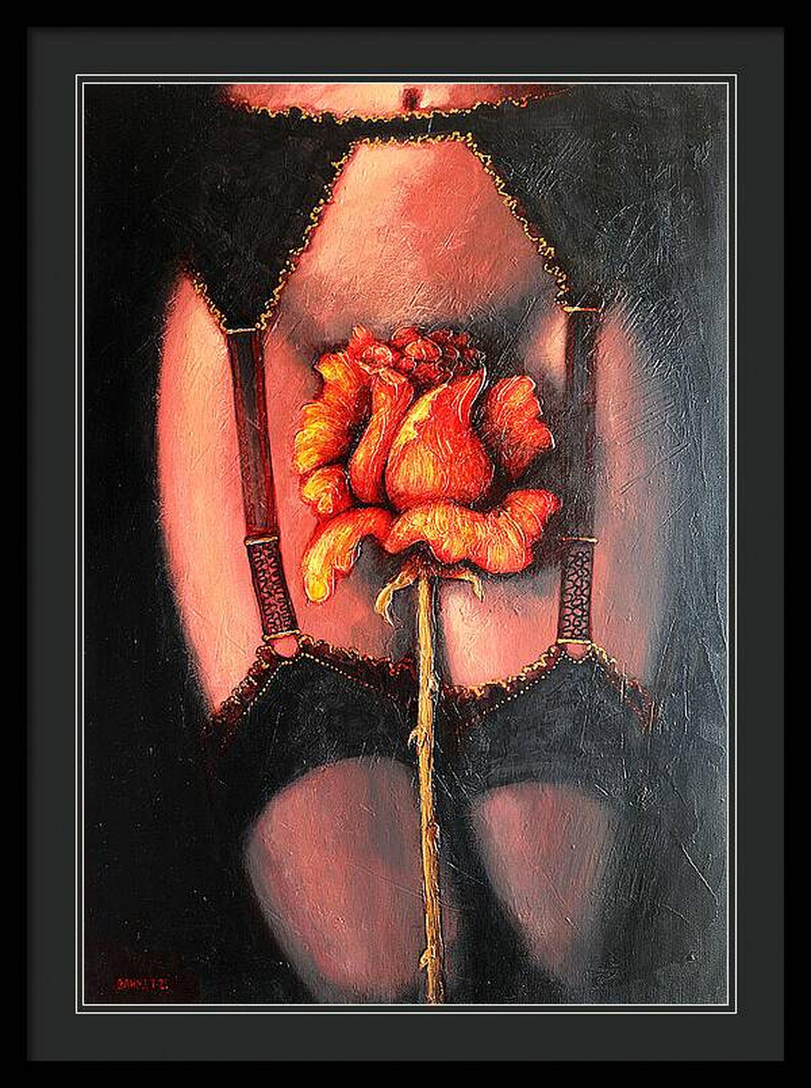 Red Rose - Impressionist Painting by RAKHMET REDZHEPOV (RAMZI)