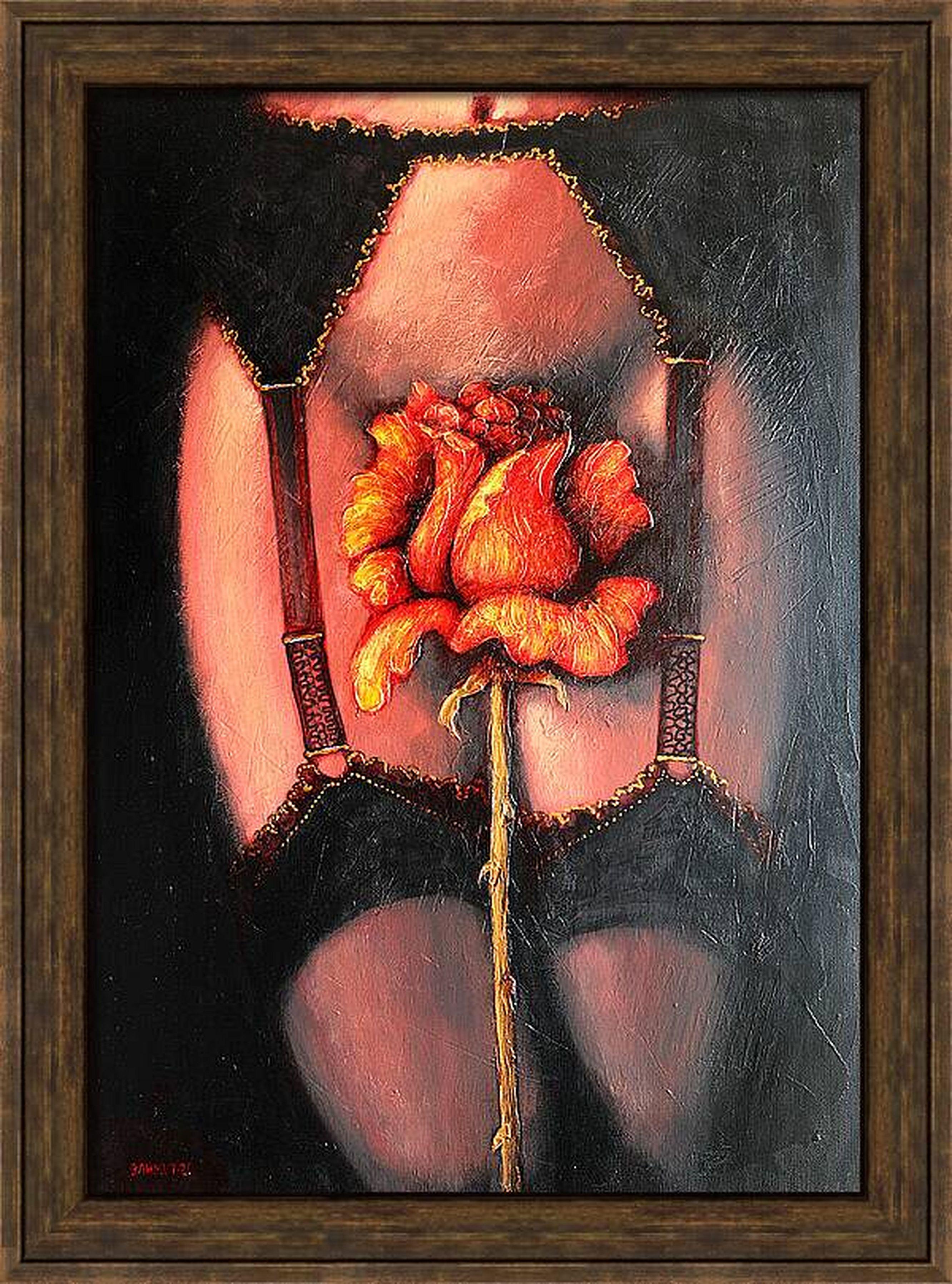 This piece bursts with raw passion and bold emotion, blending expressionism and pop art to evoke strength and sensuality. The vibrant red rose symbolizes fiery desire, set against deep shadows to amplify intimacy. I aimed to capture the tension