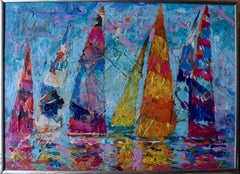 Regatta: Seascape , Impressionistic , 21x29.5 cm, in a frame