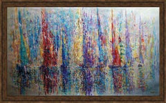 Rhythm of the Sea: Abstract Oil and Acrylic Painting, 89x149 cm, New
