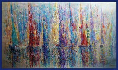 Rhythm of the Sea: Abstract Oil and Acrylic Painting, 89x149 cm, New