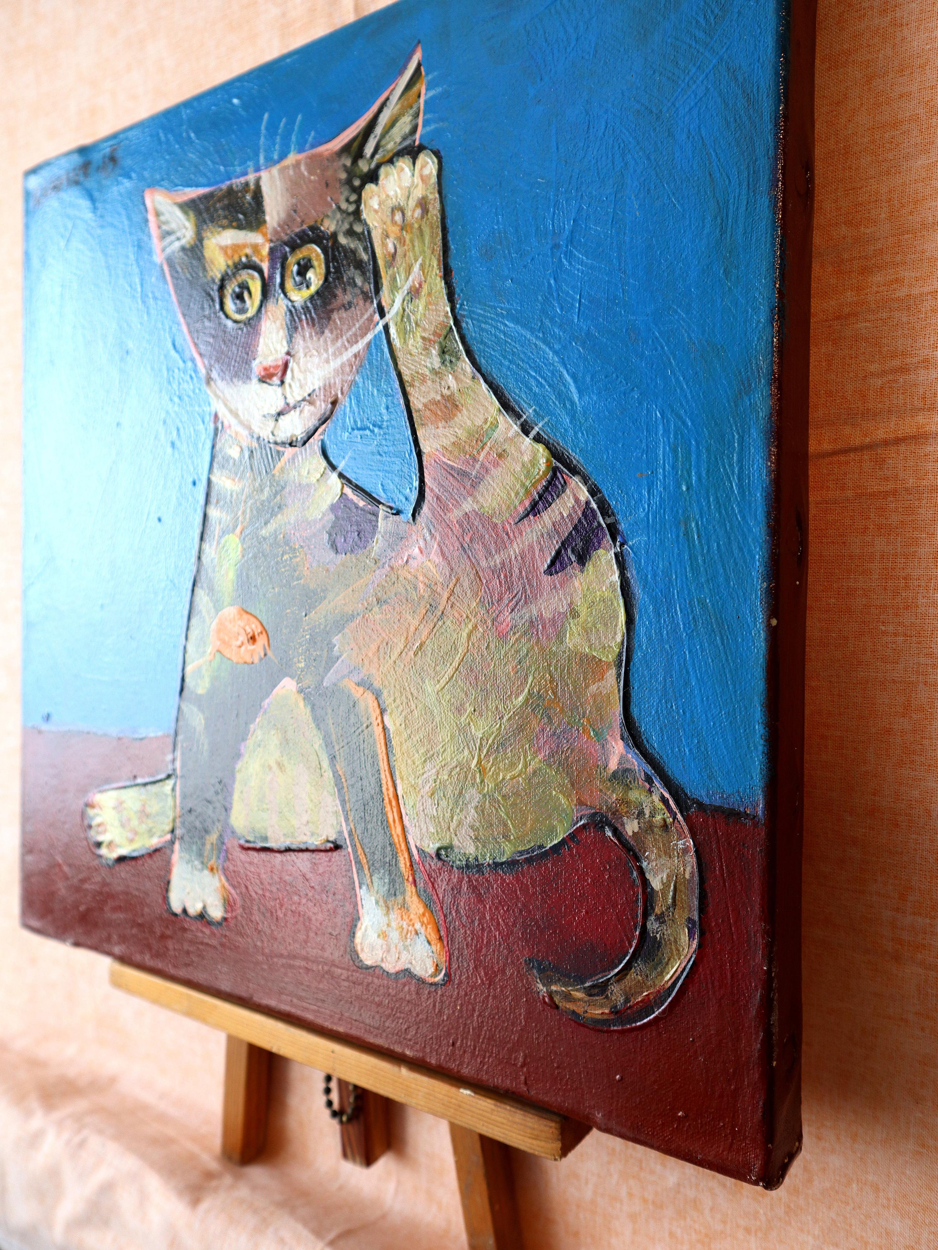 RICHARD - Blue Animal Painting by RAKHMET REDZHEPOV (RAMZI)