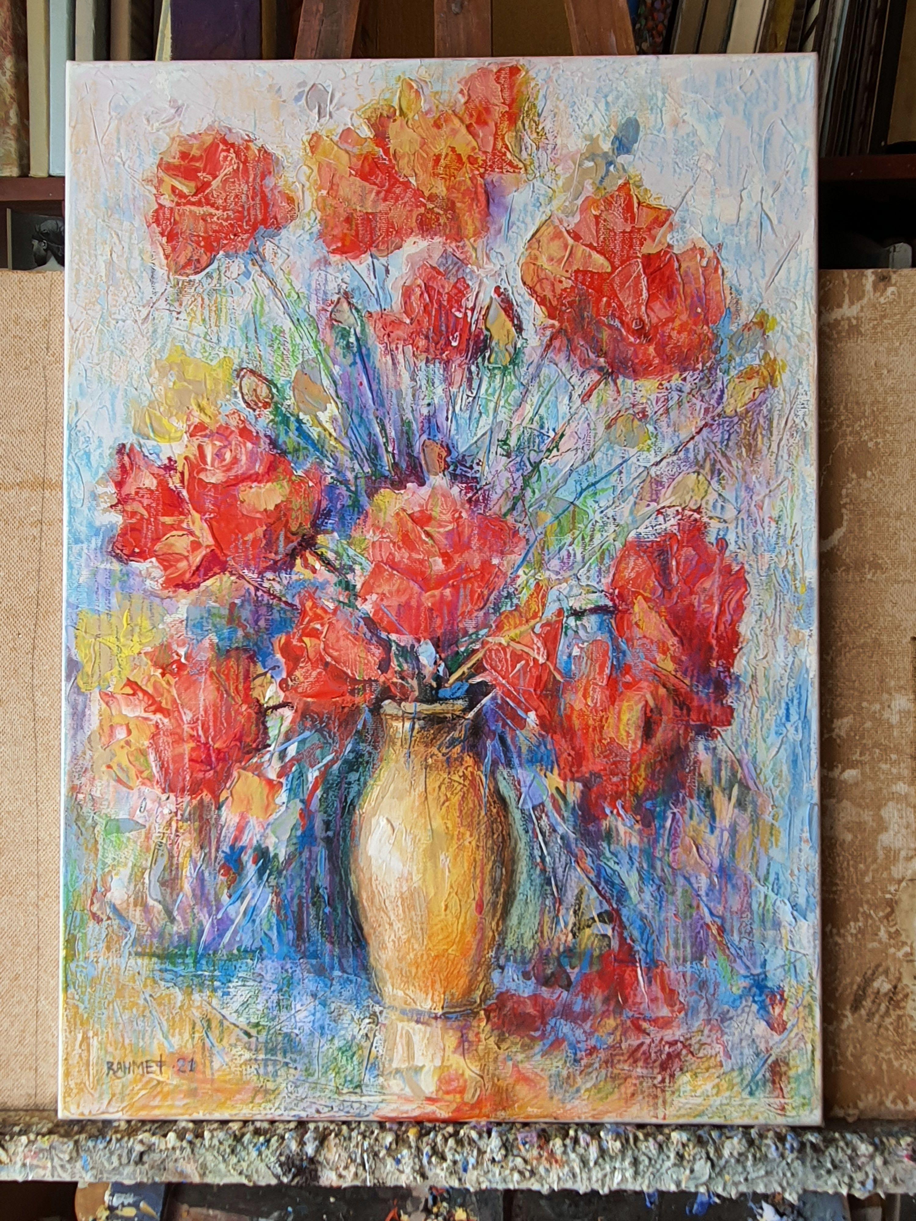 Roses dans un  Pichet - Painting de RAKHMET REDZHEPOV (RAMZI)