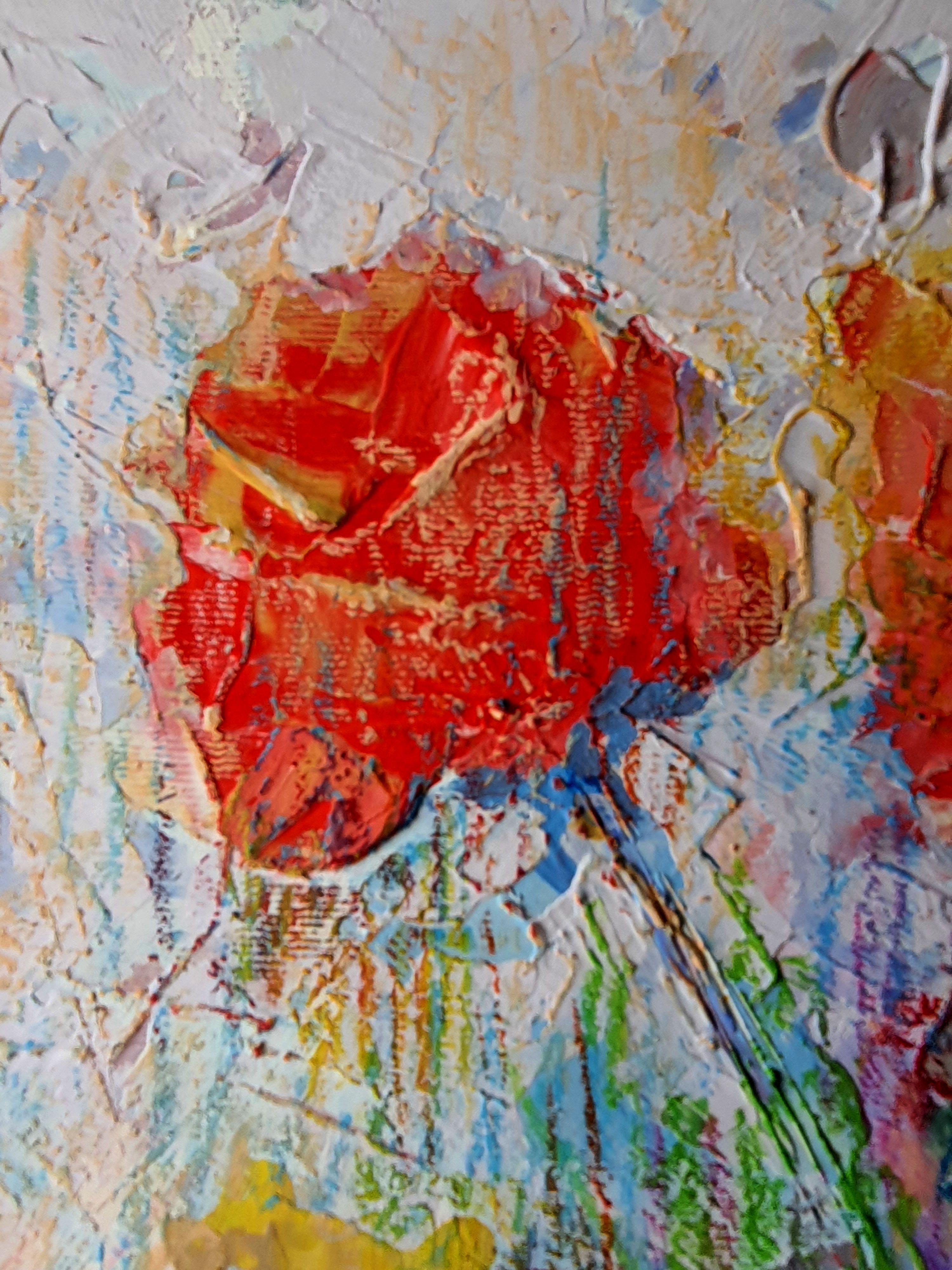 Roses dans un  Pichet - Impressionnisme Painting par RAKHMET REDZHEPOV (RAMZI)
