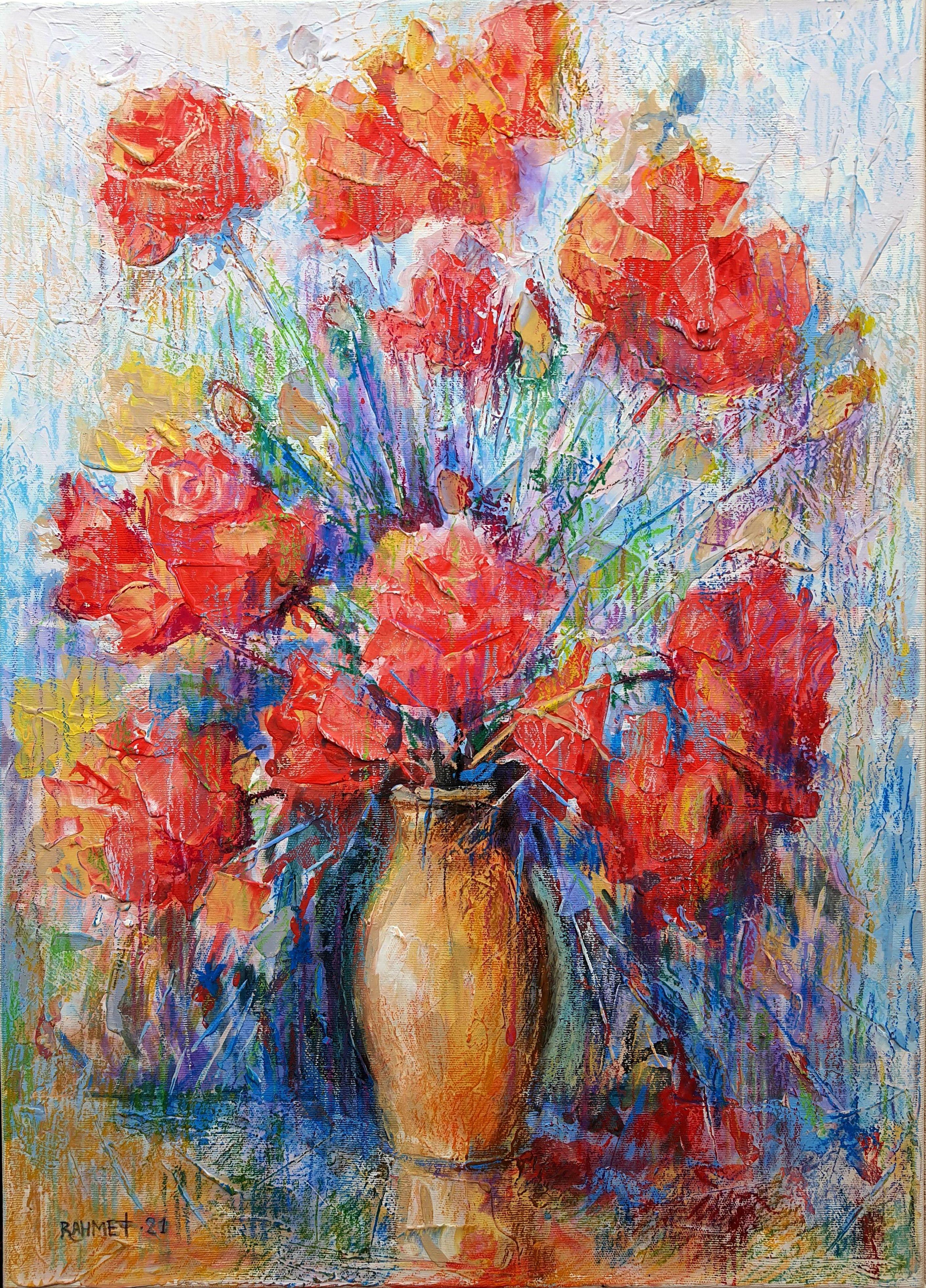 RAKHMET REDZHEPOV (RAMZI) Interior Painting – Roses in einem  Krug