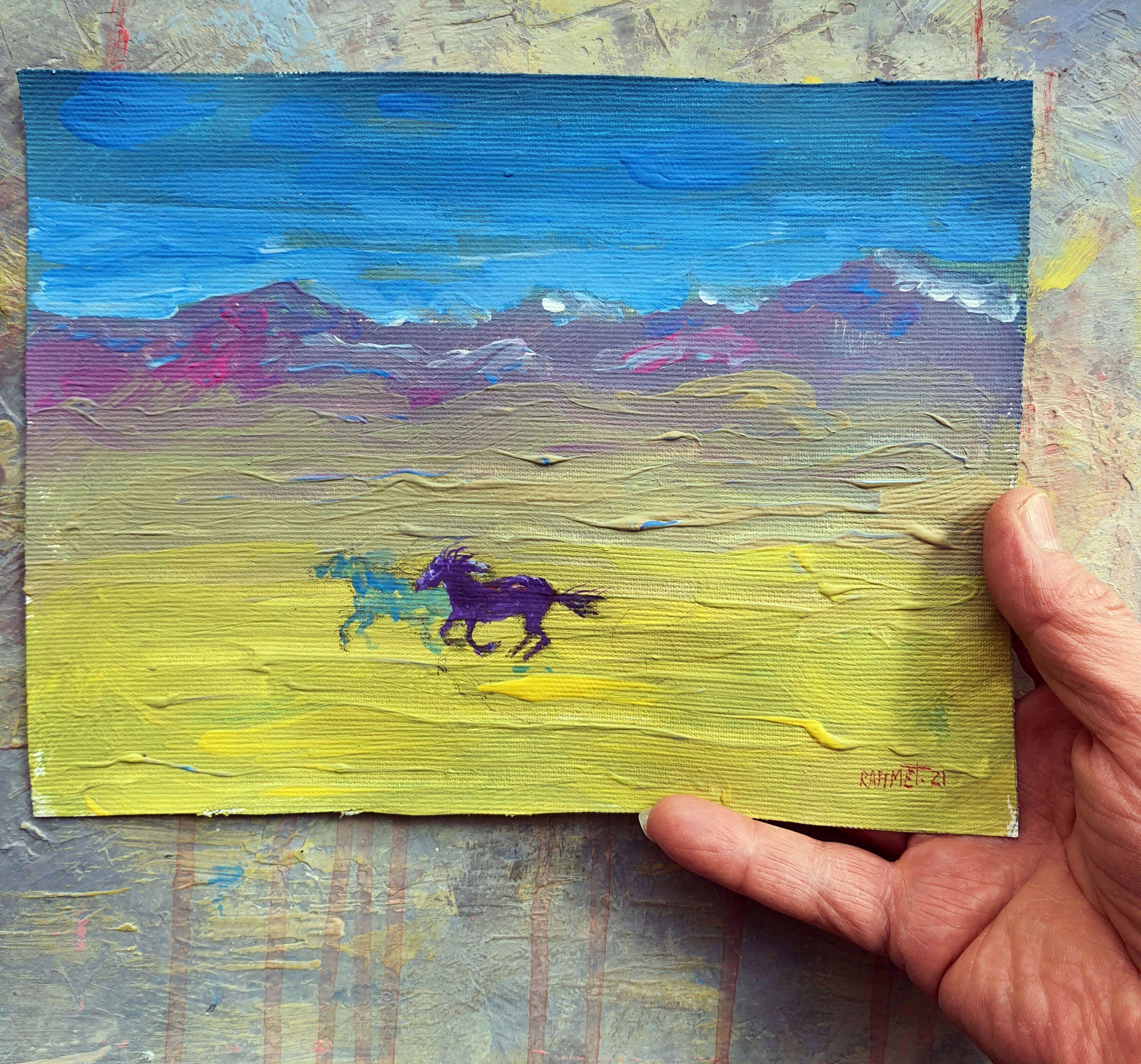 RUN - Brown Landscape Painting by RAKHMET REDZHEPOV (RAMZI)