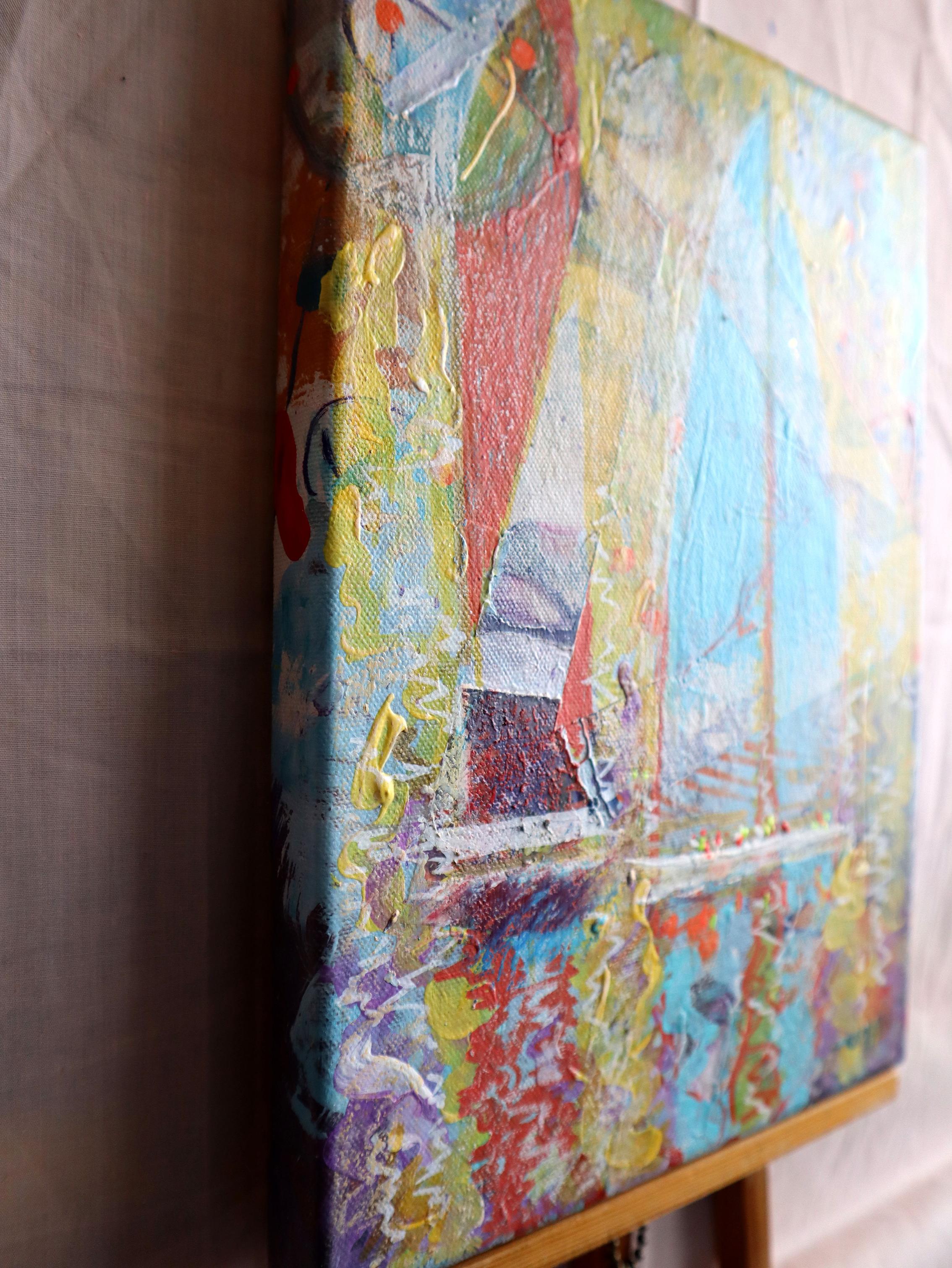 Segel 5. Abstraktes Originalgemälde (Grau), Interior Painting, von RAKHMET REDZHEPOV (RAMZI)
