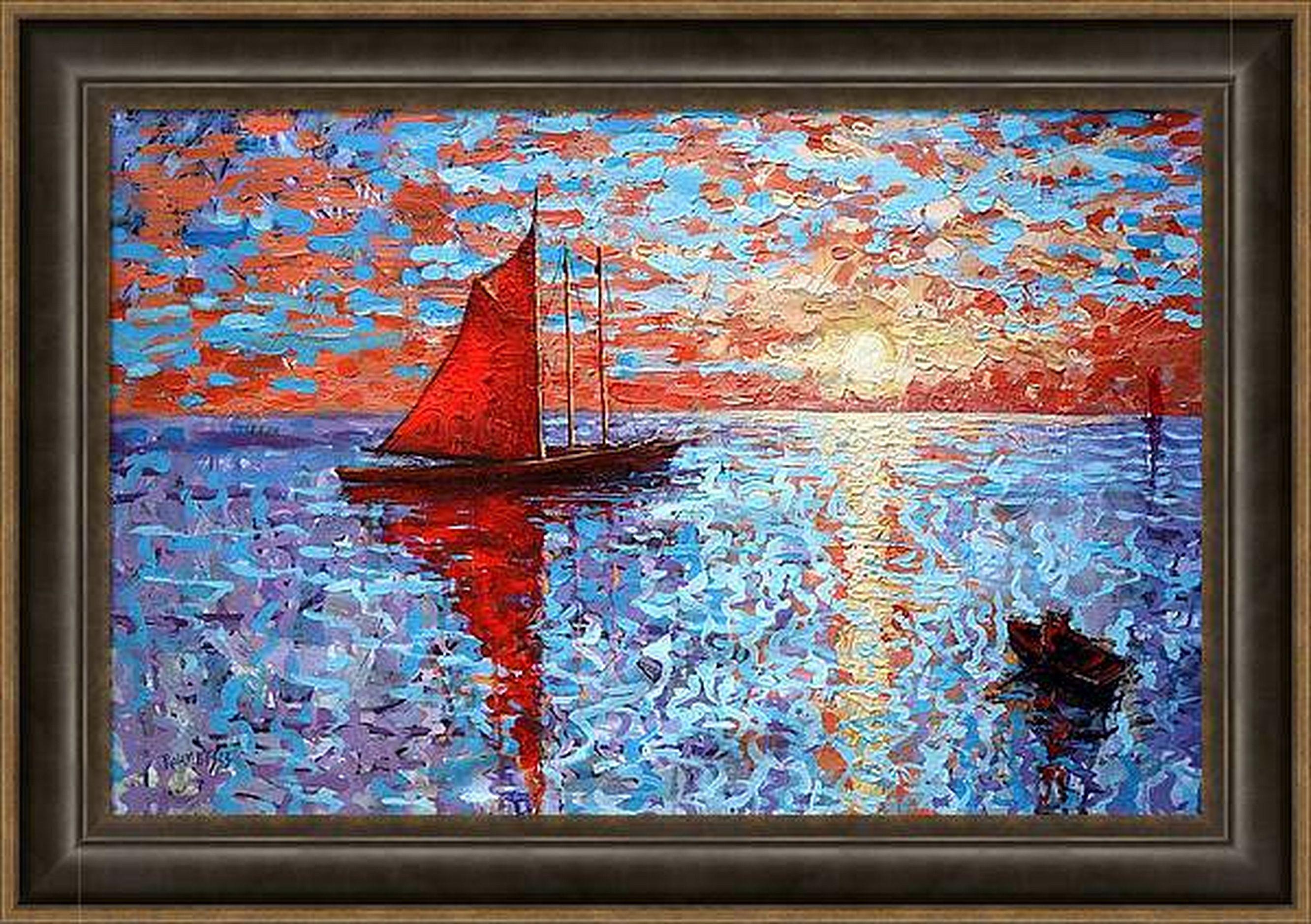 Scarlet Sail - Painting by RAKHMET REDZHEPOV (RAMZI)