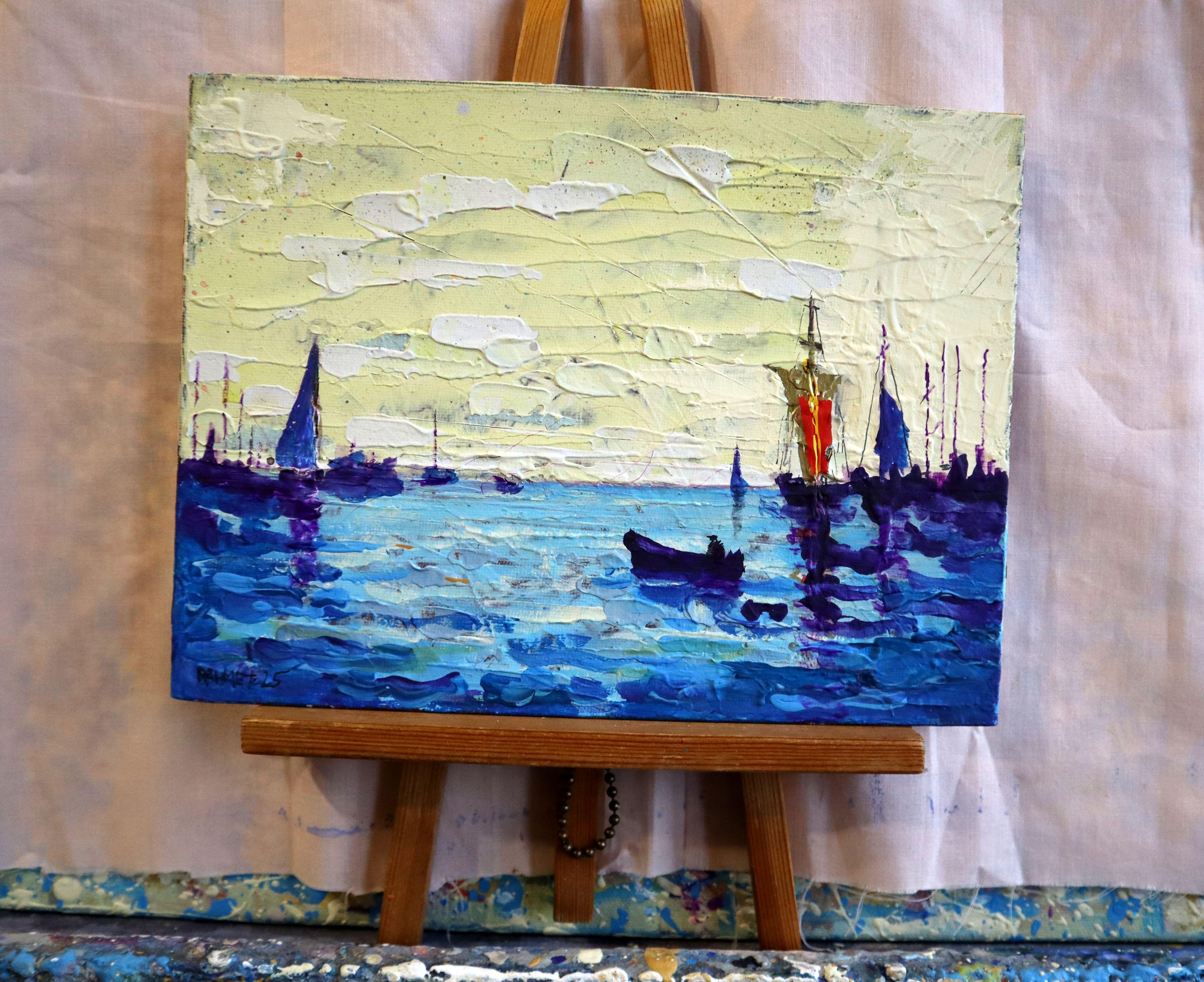 Mar, Barcos - Painting de RAKHMET REDZHEPOV (RAMZI)