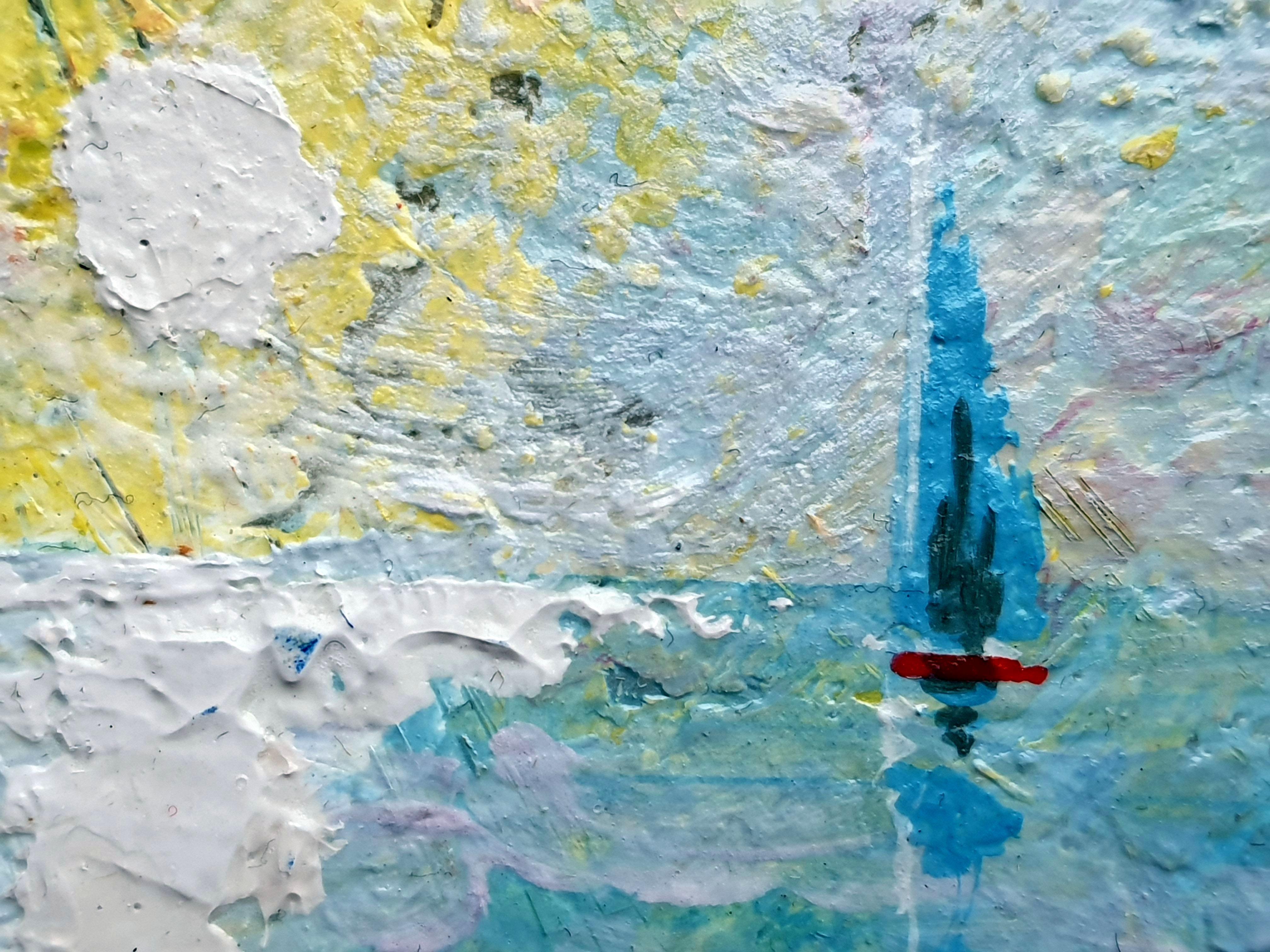 Meer. Miniatur-Originalgemälde (Grau), Landscape Painting, von RAKHMET REDZHEPOV (RAMZI)
