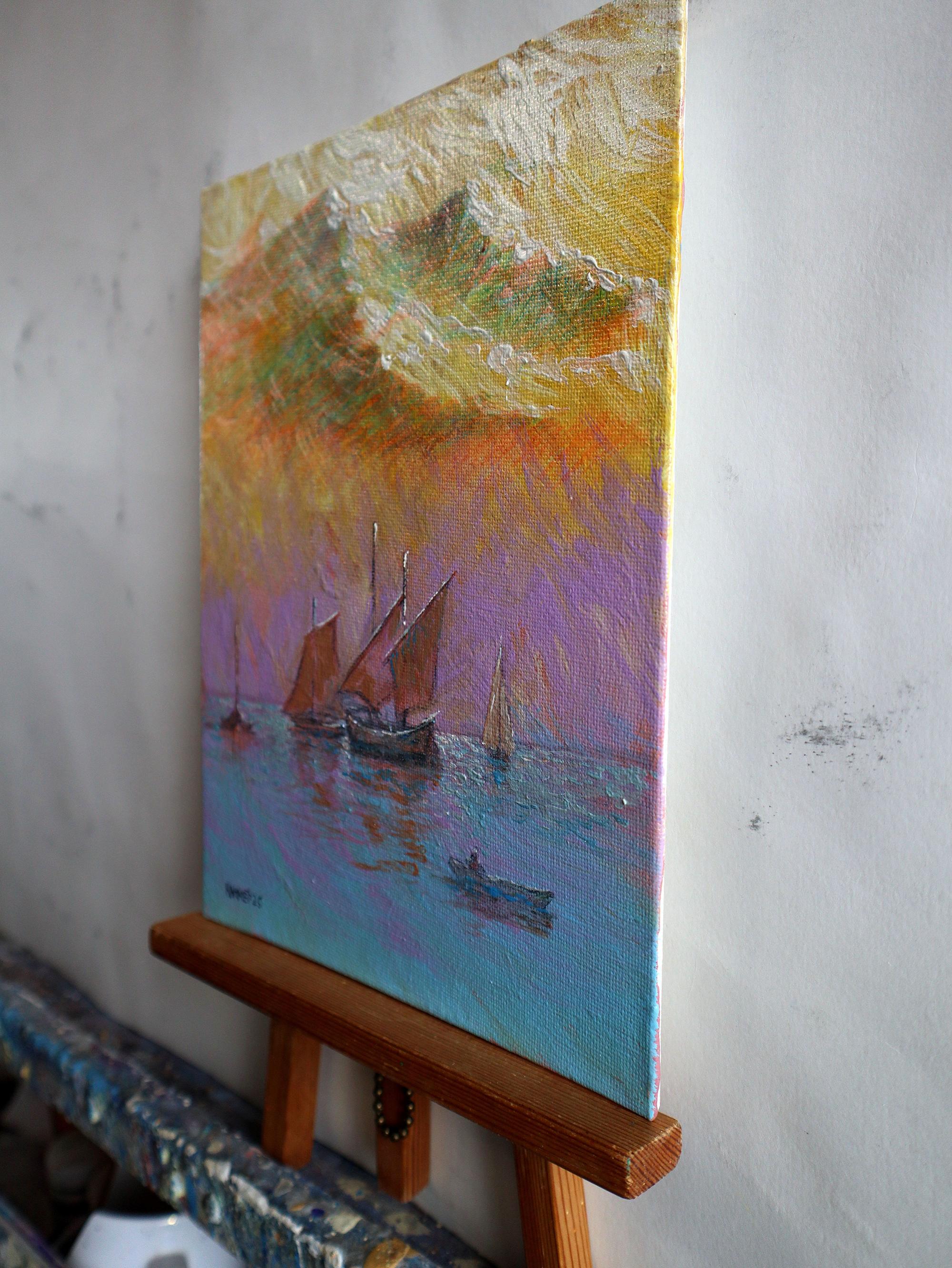 MAR, VELAS, MONTAÑA - Landscape Painting Marrón de RAKHMET REDZHEPOV (RAMZI)