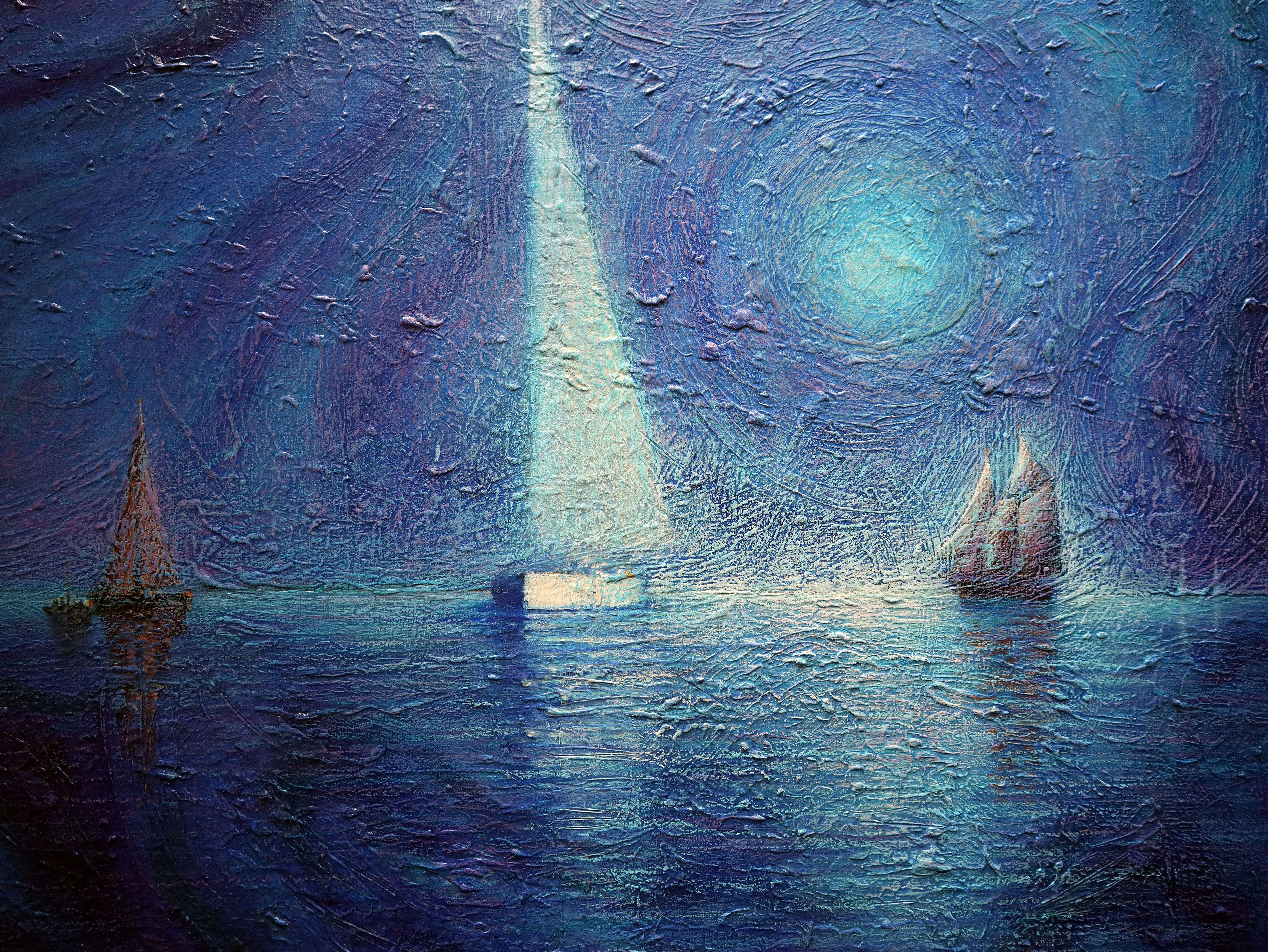 Meer-Glanz (Blau), Landscape Painting, von RAKHMET REDZHEPOV (RAMZI)