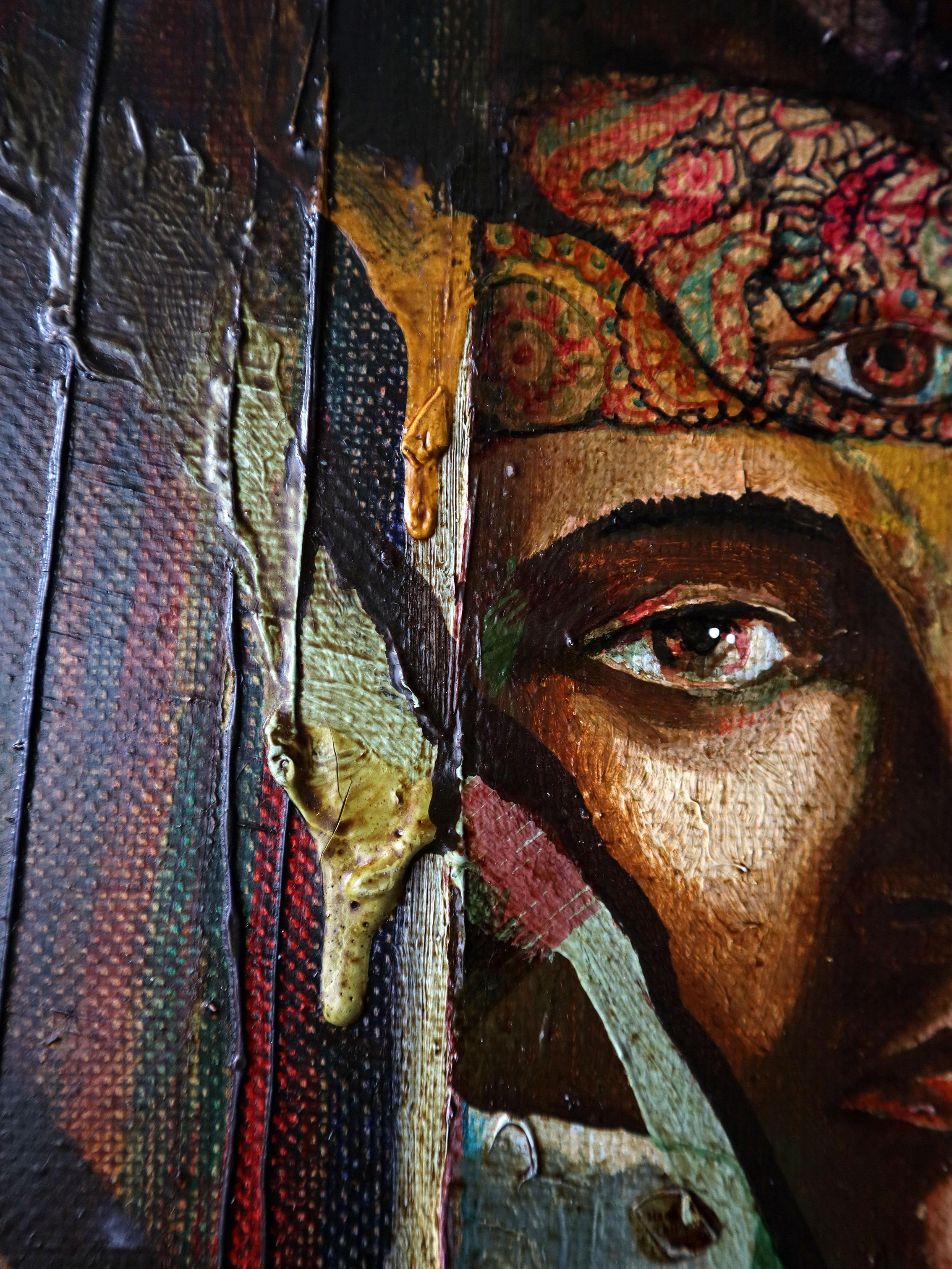 Self-Portrait 1990. original painting - Surrealist Painting by RAKHMET REDZHEPOV (RAMZI)