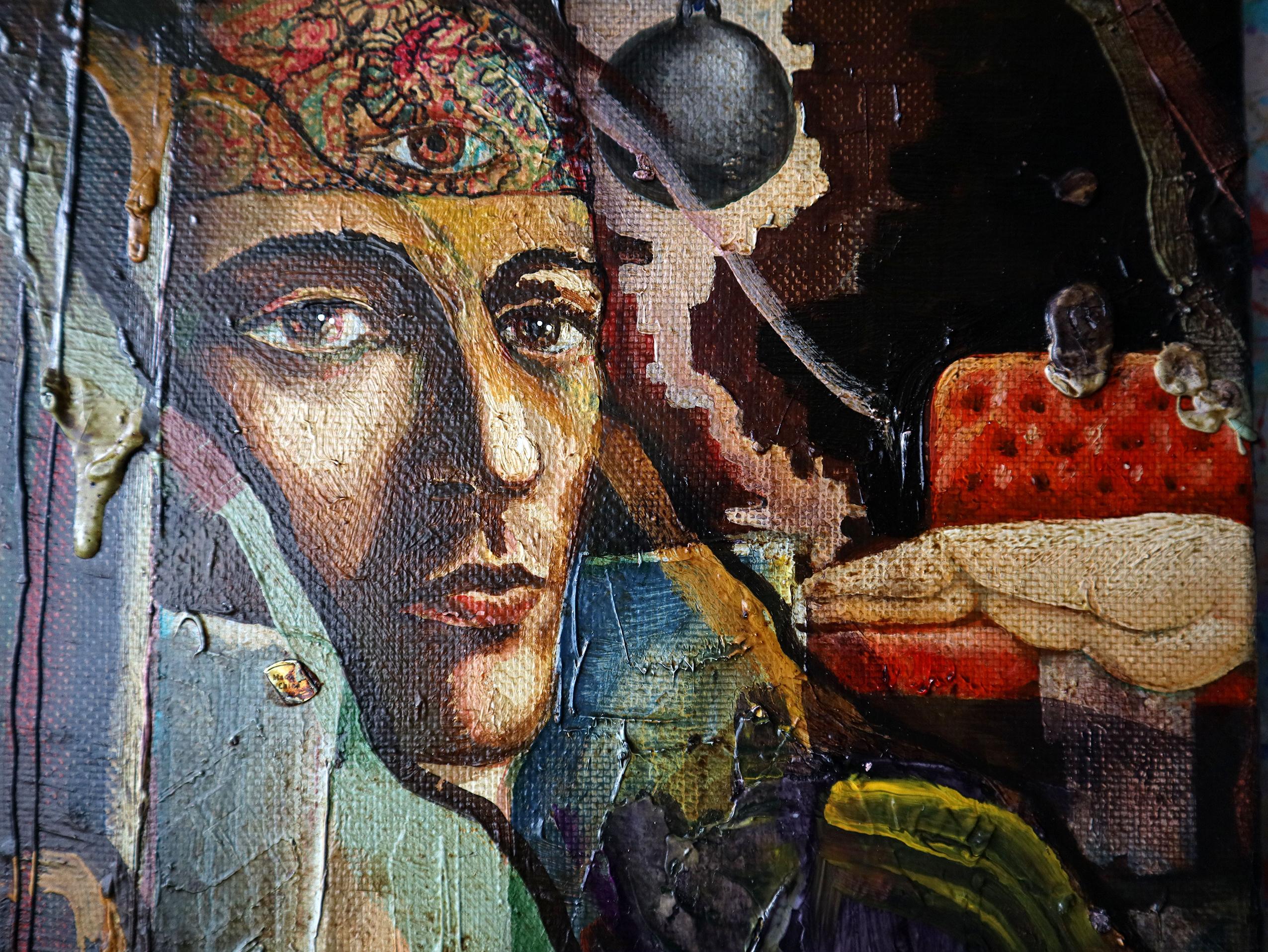 Self-Portrait 1990. original painting For Sale 2