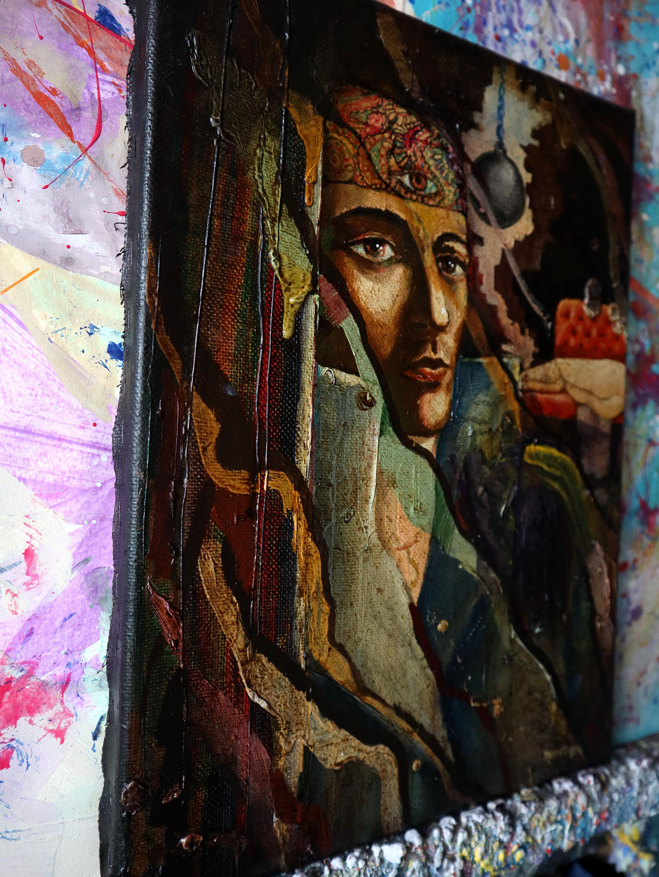 Self-Portrait 1990. original painting For Sale 3