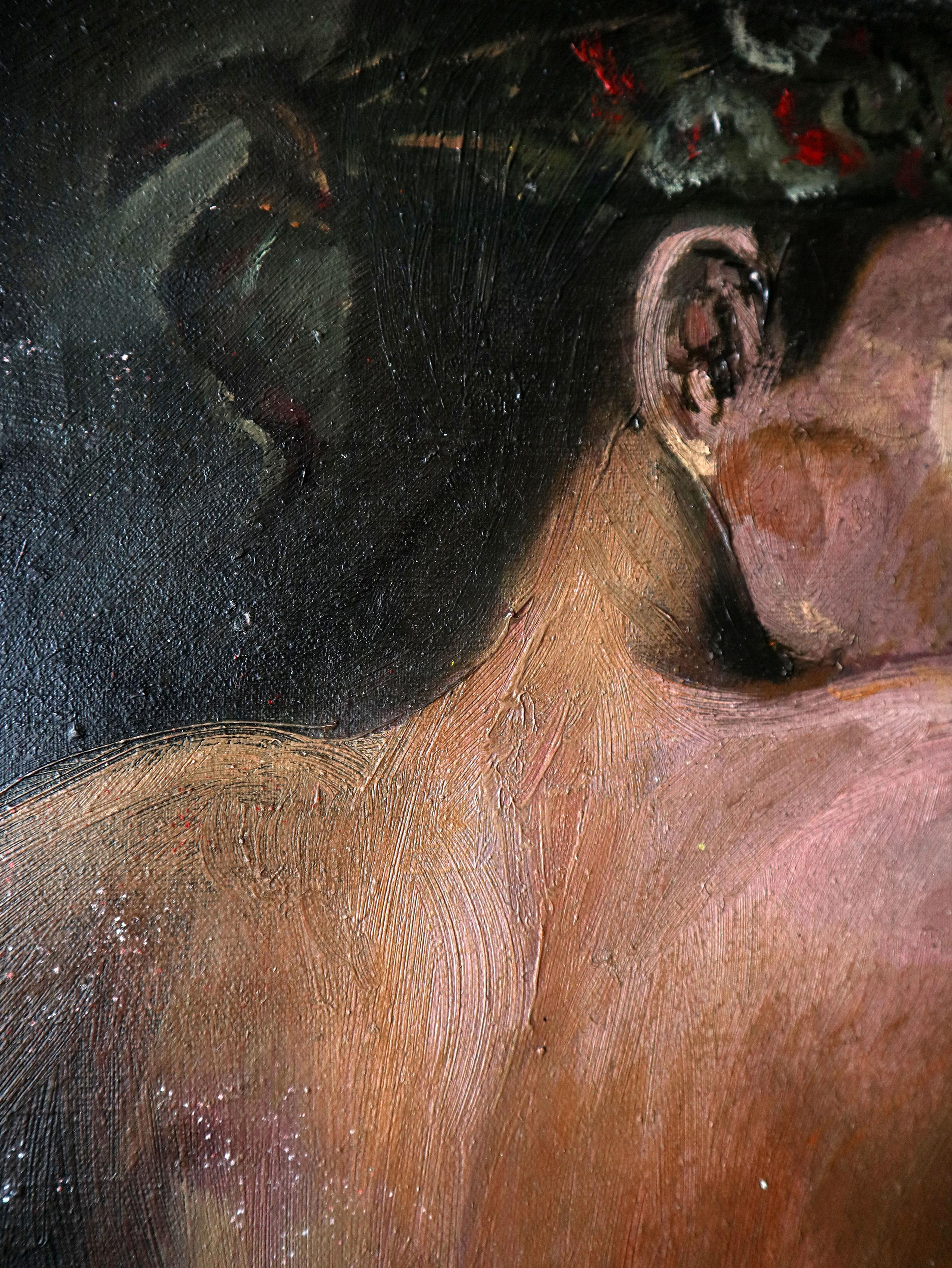 Self-Portrait 1991. Originalgemälde – Painting von RAKHMET REDZHEPOV (RAMZI)