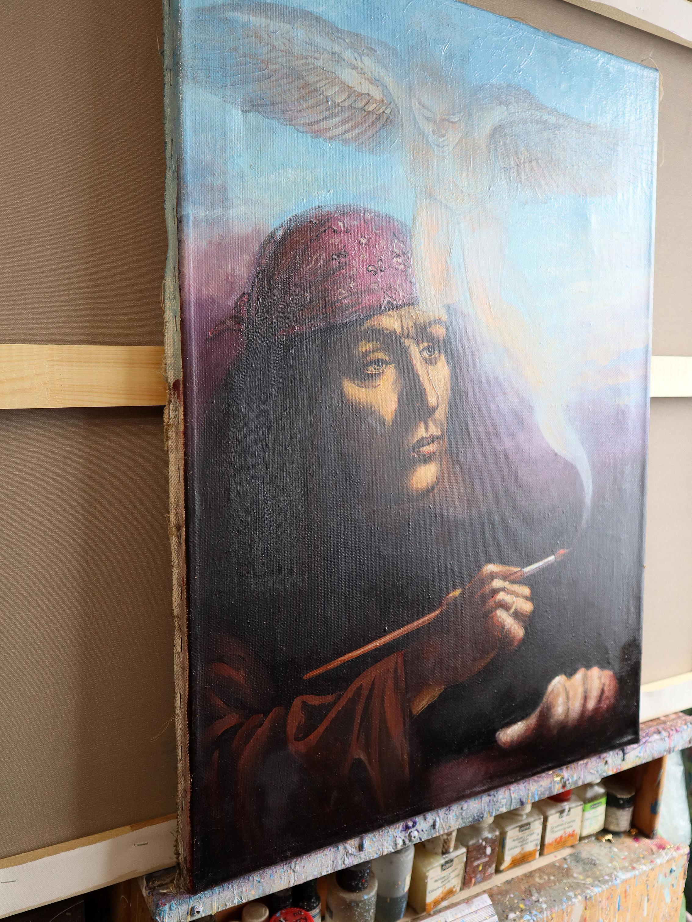 Self-Portrait und Muse . Originalgemälde (Realismus), Painting, von RAKHMET REDZHEPOV (RAMZI)