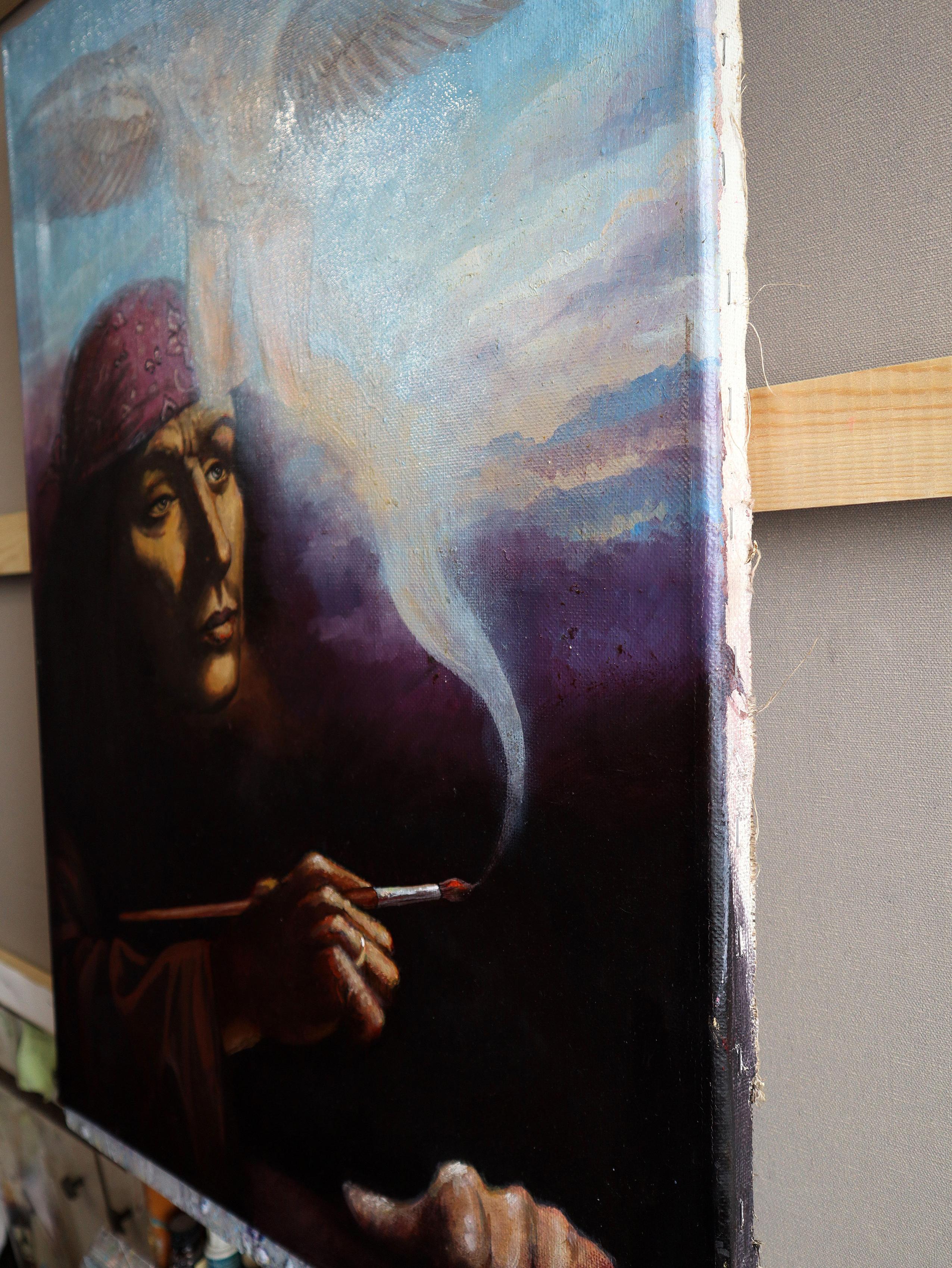 Self-Portrait und Muse . Originalgemälde (Schwarz), Portrait Painting, von RAKHMET REDZHEPOV (RAMZI)