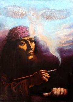 Self-Portrait and Muse . original painting