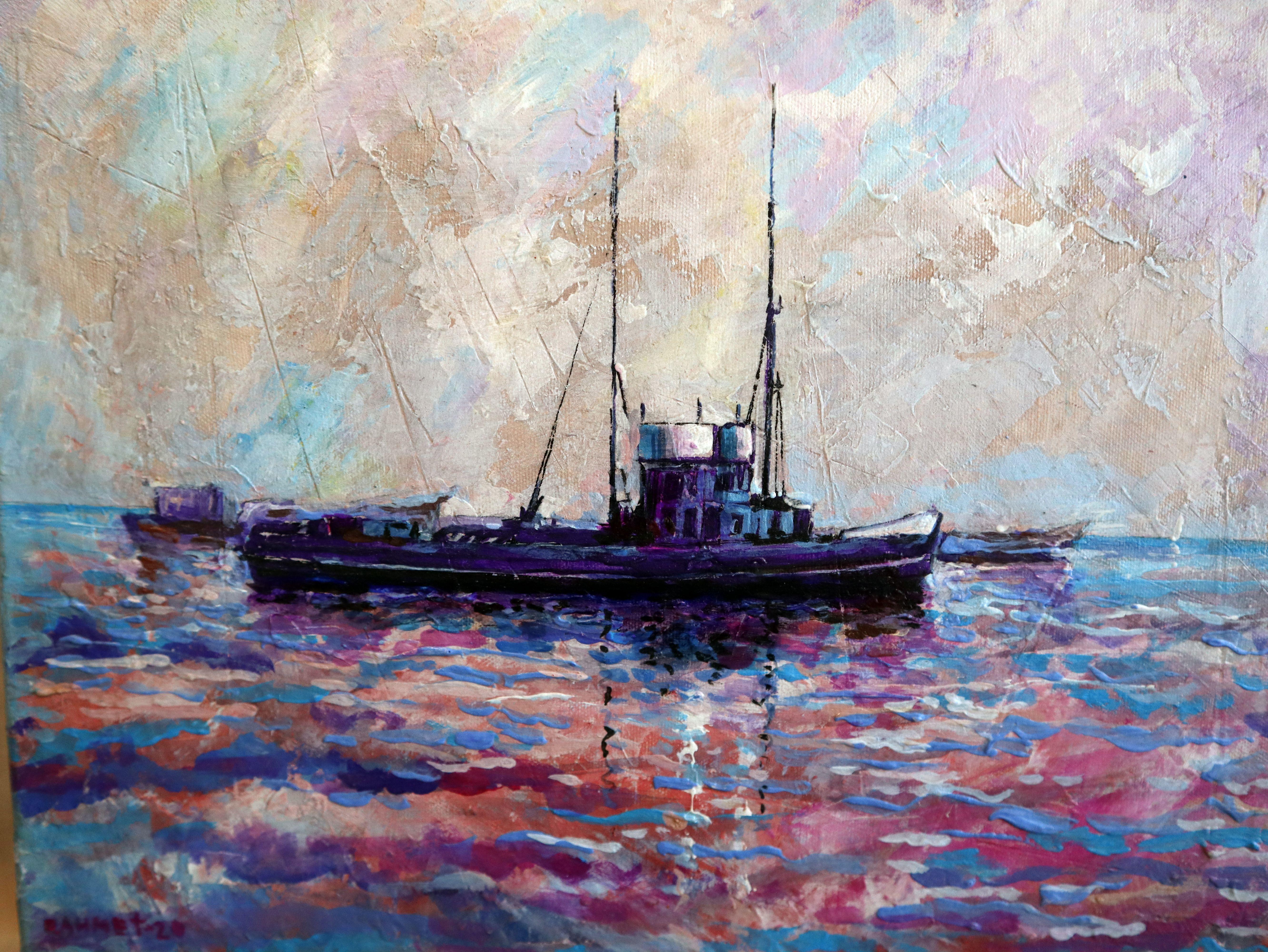Die Stille auf dem Meer – Painting von RAKHMET REDZHEPOV (RAMZI)