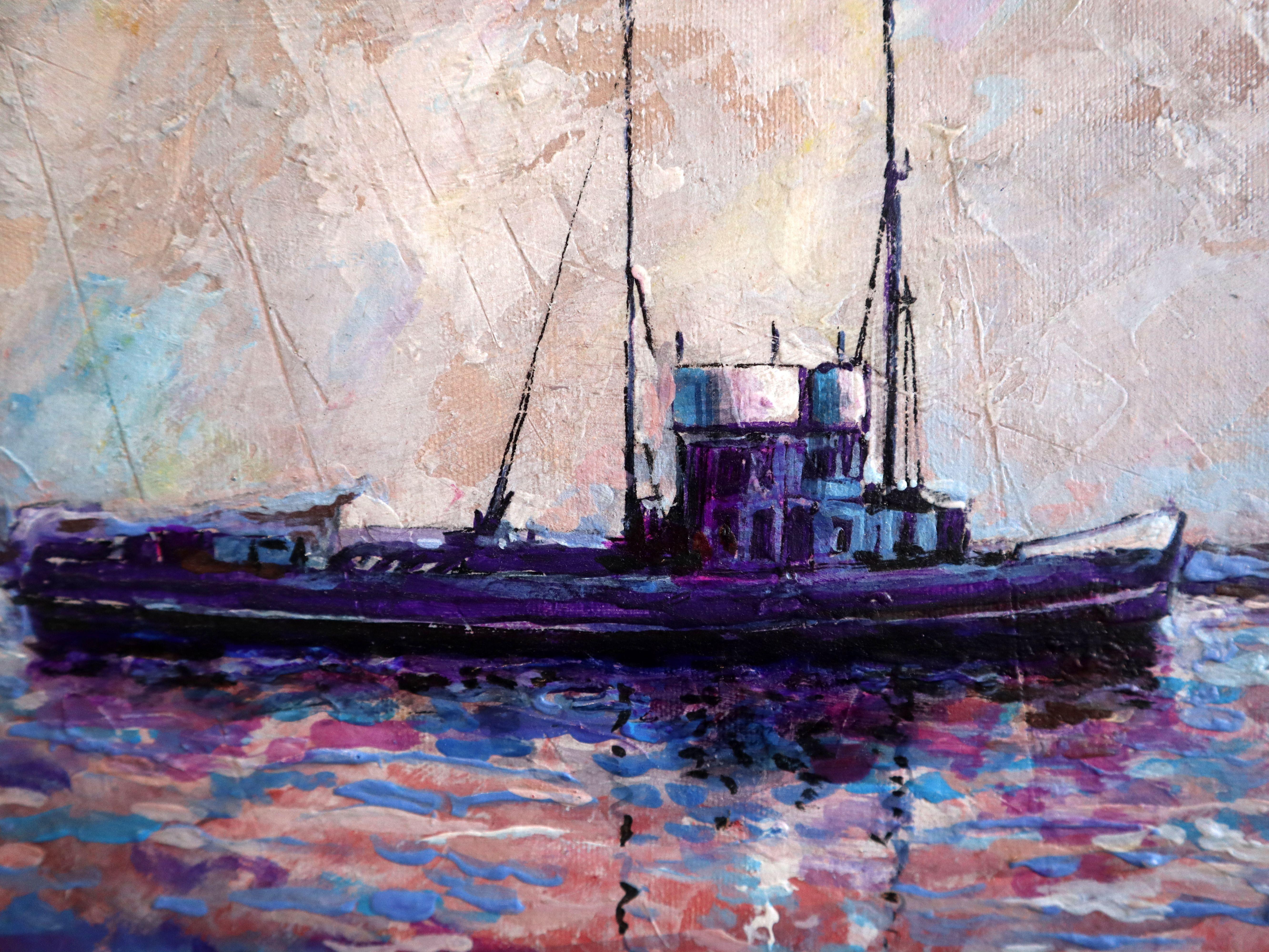 Die Stille auf dem Meer (Impressionismus), Painting, von RAKHMET REDZHEPOV (RAMZI)