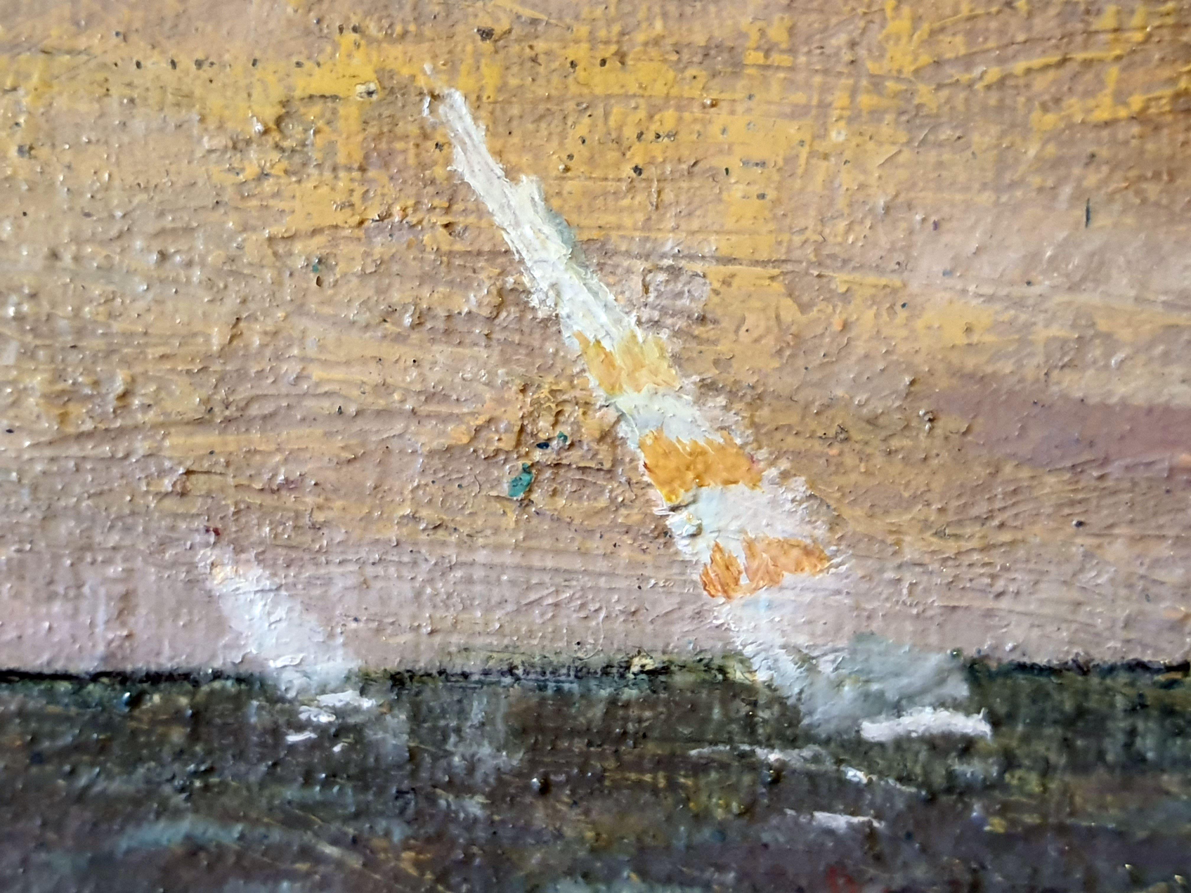 Mit diesem Werk wollte ich den stürmischen und doch hypnotisierenden Tanz des Meeres mit dem Himmel einfangen. Indem ich die Kraft des Expressionismus mit sanften Impressionismus-Nuancen mischte, arbeitete ich mit Öl, um den dynamischen Kontrast