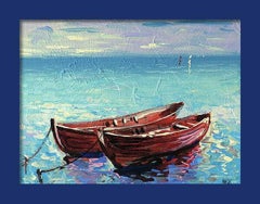 Study with 2 Boats, Acrylic and Oil, Canvas on cardboard, 18x24