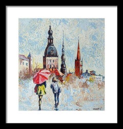 Summer Rain in the City : Oil, 36x33 cm, stretched