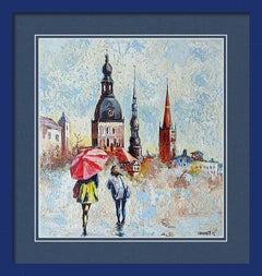 Summer Rain in the City : Oil, 36x33 cm, stretched