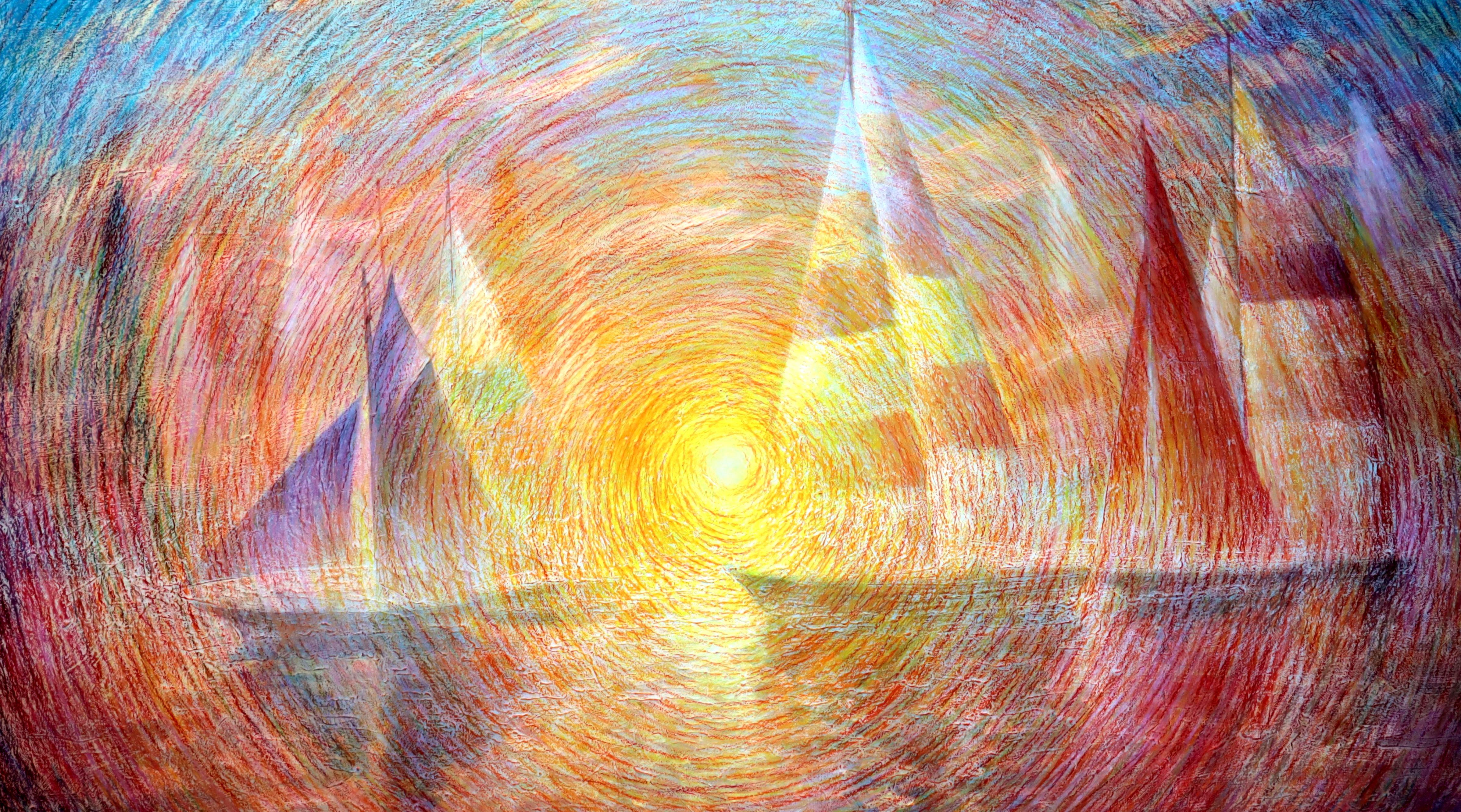 Soleil et voiles - Impressionnisme Painting par RAKHMET REDZHEPOV (RAMZI)