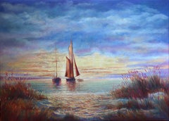 Sunrise in the Bay: linen, oil, acrylic, 79x109cm.2026