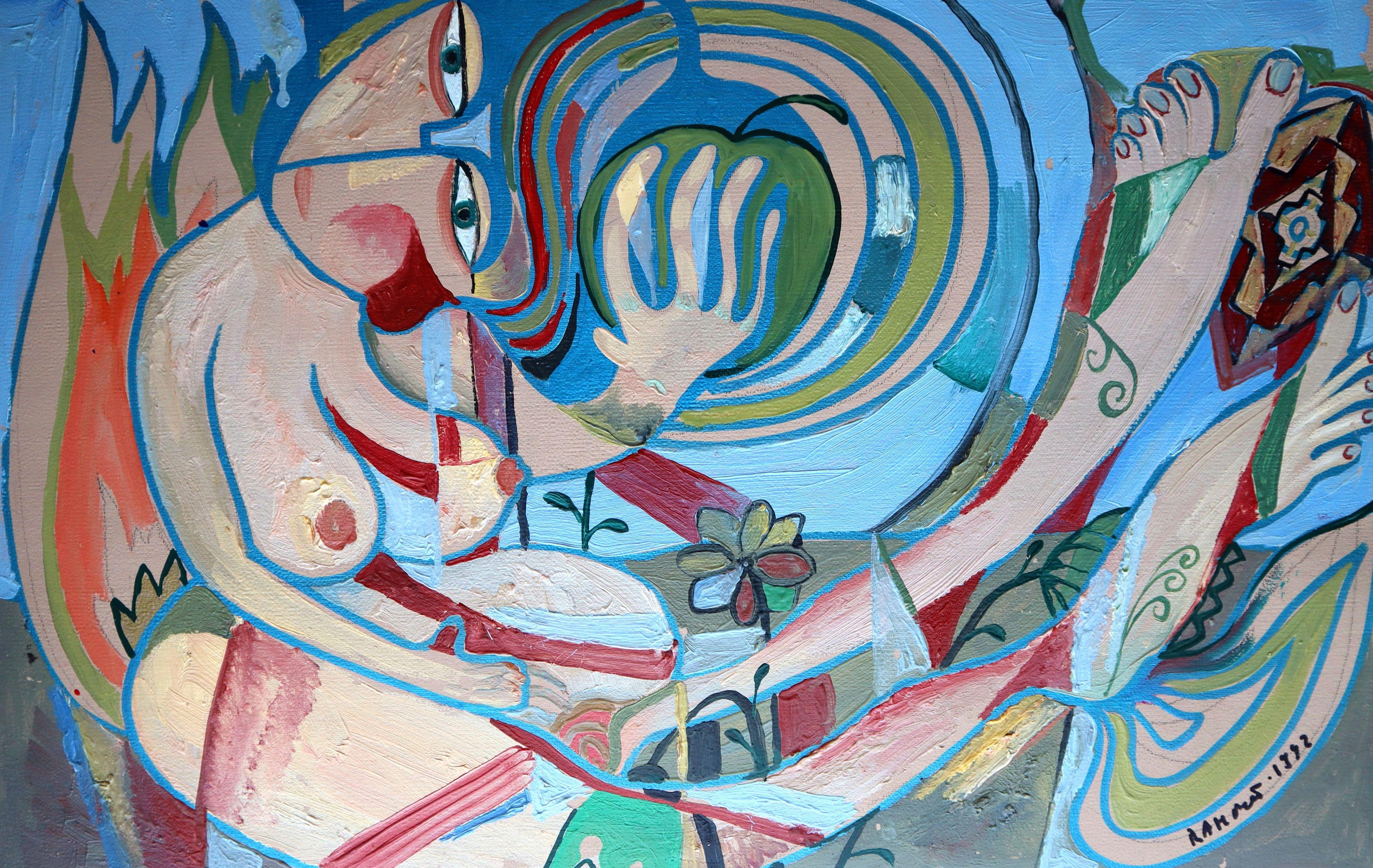 Quest'opera d'arte nasce dal mio fascino per l'interazione dinamica tra forma ed emozione. Ogni tratto e ogni forma sono deliberati e intrecciano l'espressionismo con l'estro della pop art e i motivi geometrici, per esplorare l'essenza del desiderio