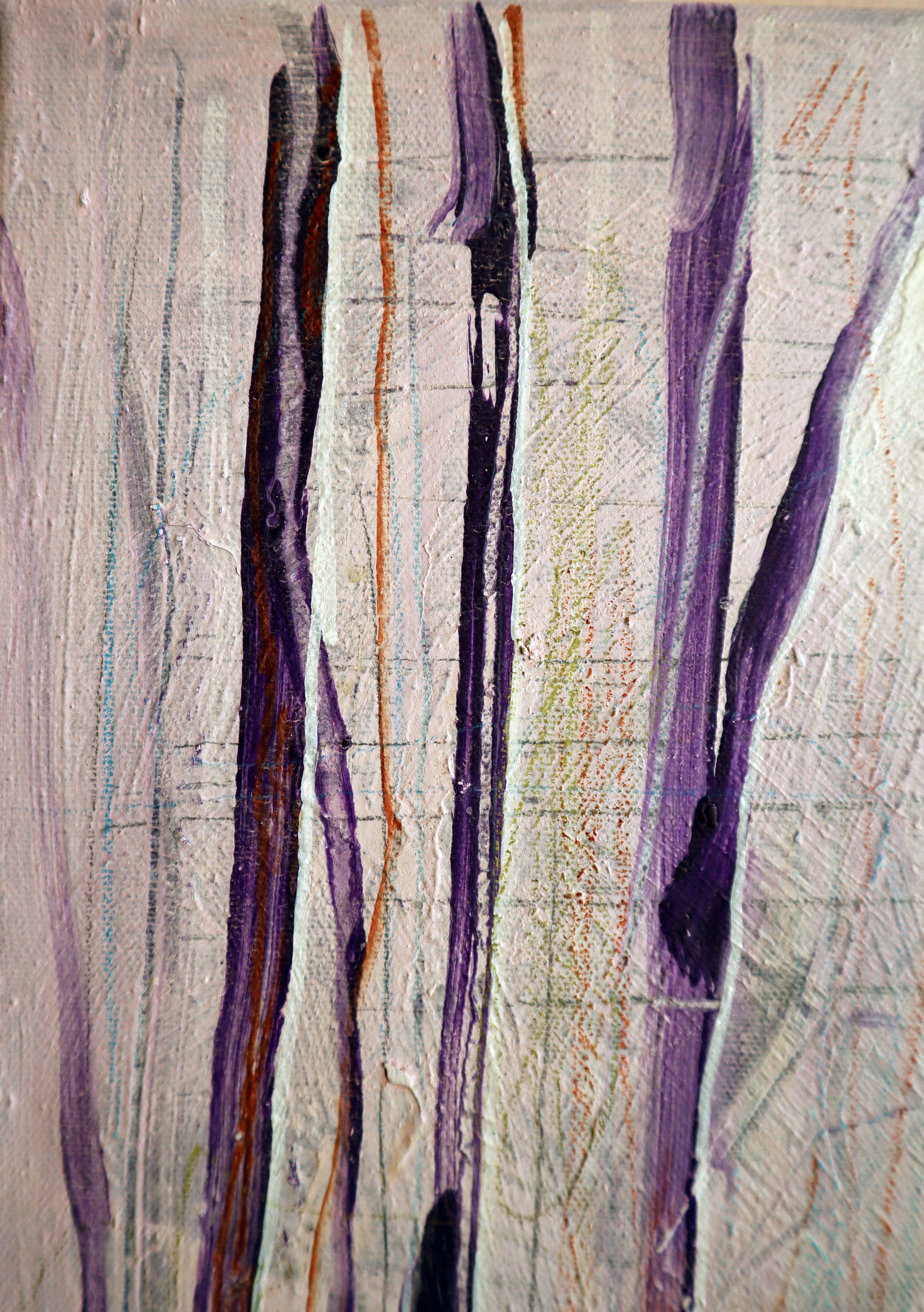 In diesem Werk habe ich Acrylfarben, Ölfarben und Buntstifte übereinander geschichtet, um einen Wandteppich aus Texturen und Farben zu schaffen. Meine Pinselstriche sind voller Leidenschaft, verkörpern den ungezähmten Geist des Expressionismus und