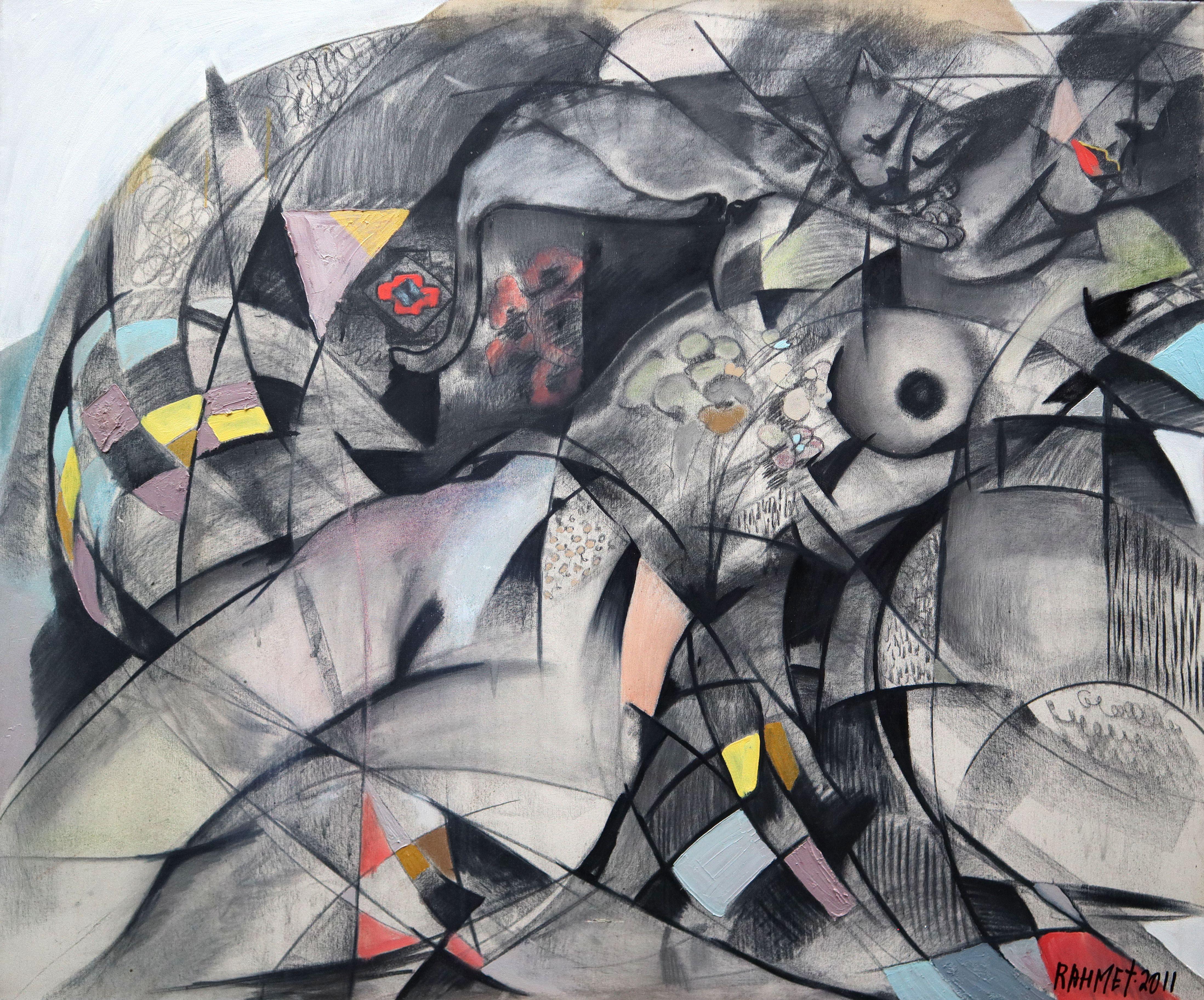 The Labyrinth of Senses: abstract art, canvas, oil, acrylic, 100/120cm