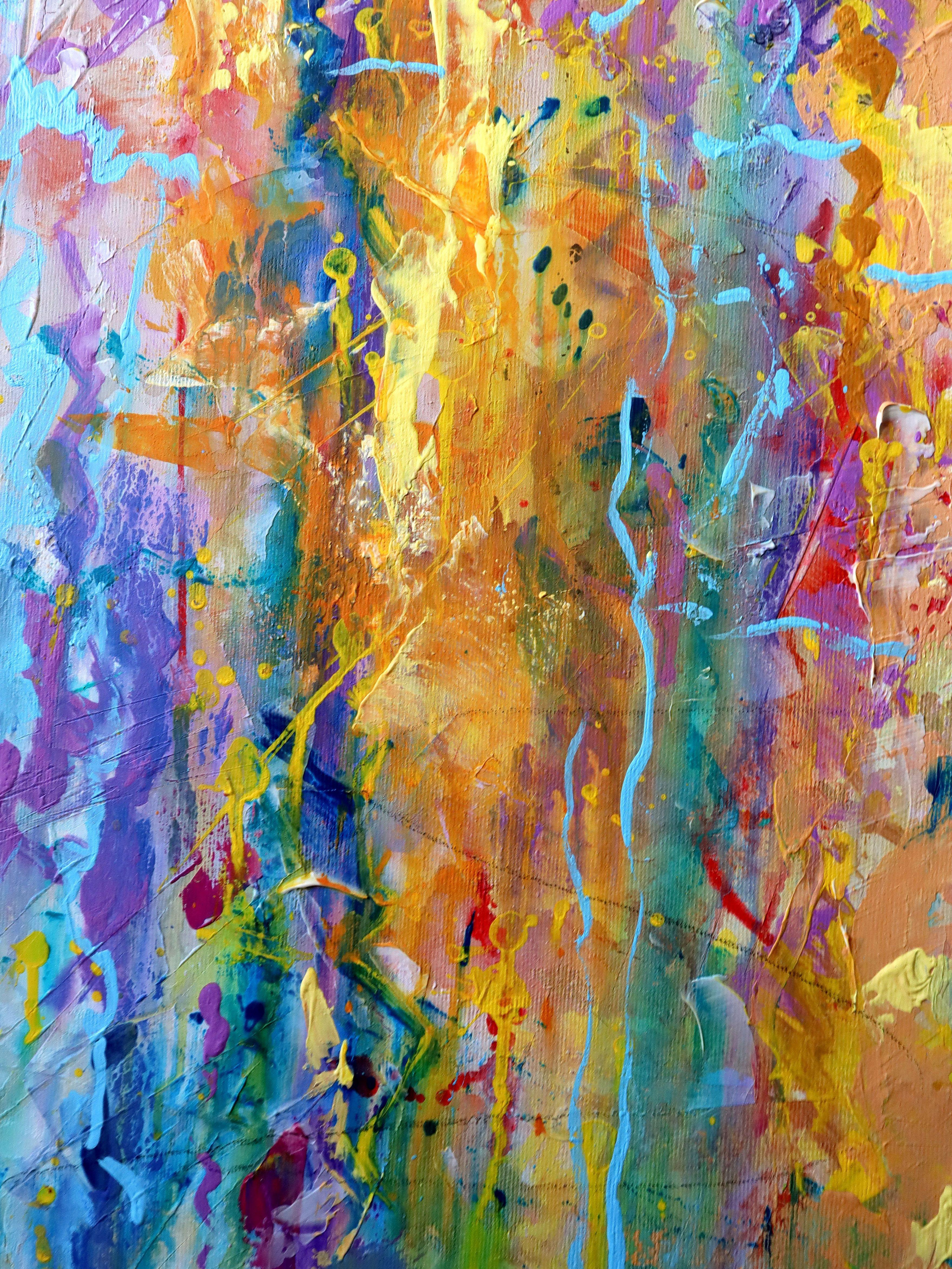 In diese lebendige Leinwand habe ich die rohen Emotionen des Geheimnisses des Meeres und seiner unerforschten Tiefen einfließen lassen. Das Medium Acryl und Öl erlaubte es mir, Farben mit Energie zu schichten und zu mischen und so die Essenz des