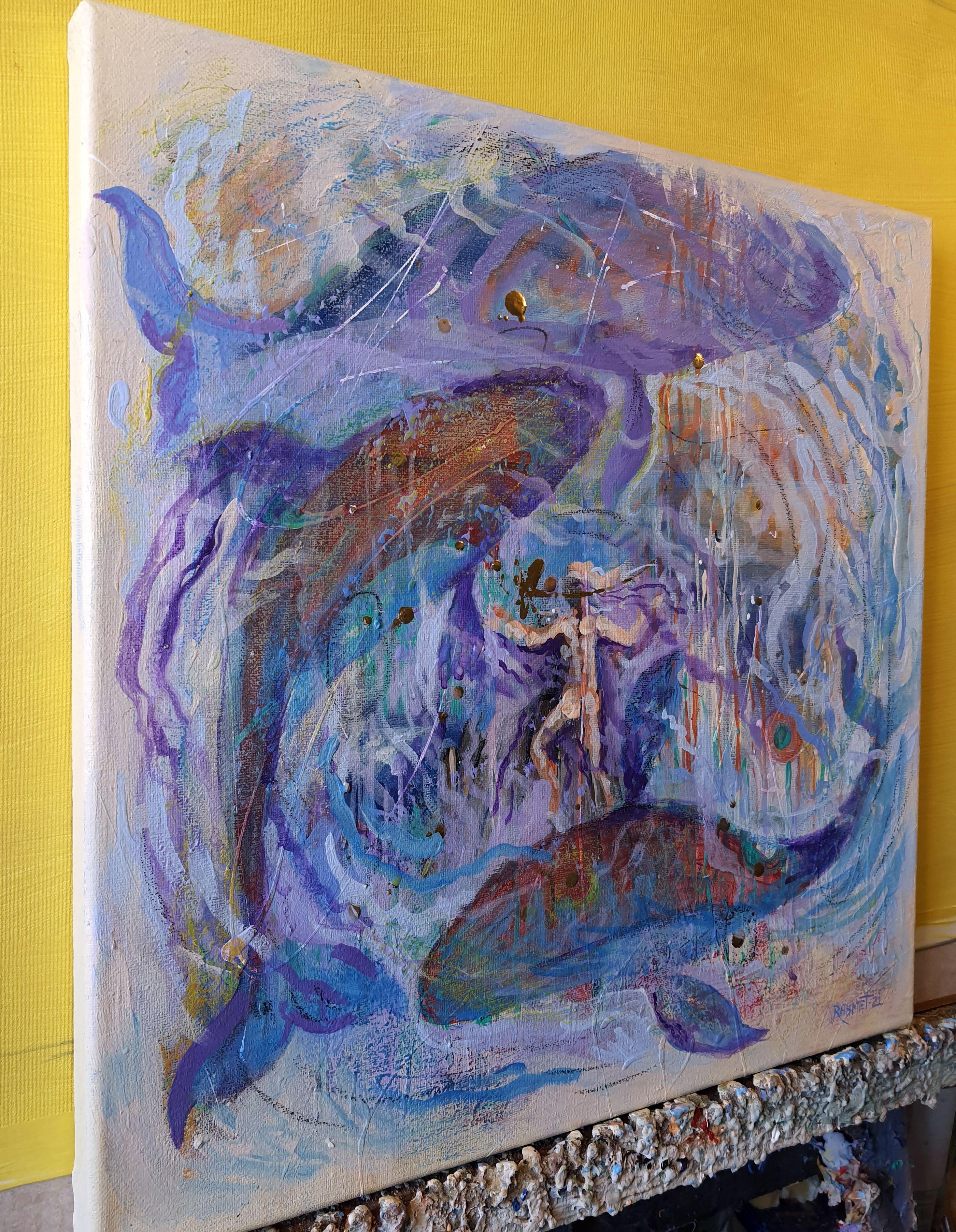 Three Whales - Abstract Painting by RAKHMET REDZHEPOV (RAMZI)