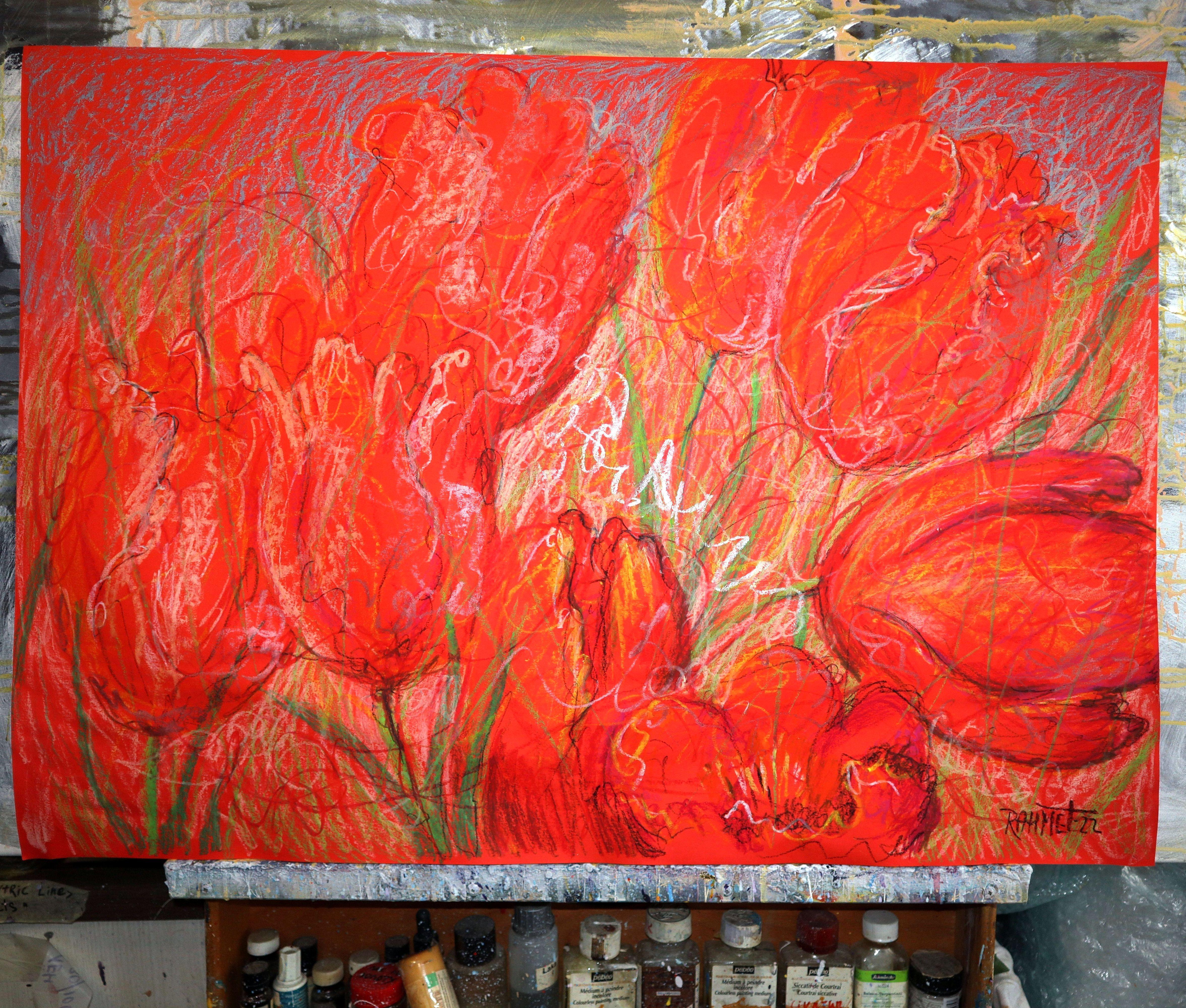 Tulipani 5 - Painting Espressionista di RAKHMET REDZHEPOV (RAMZI)