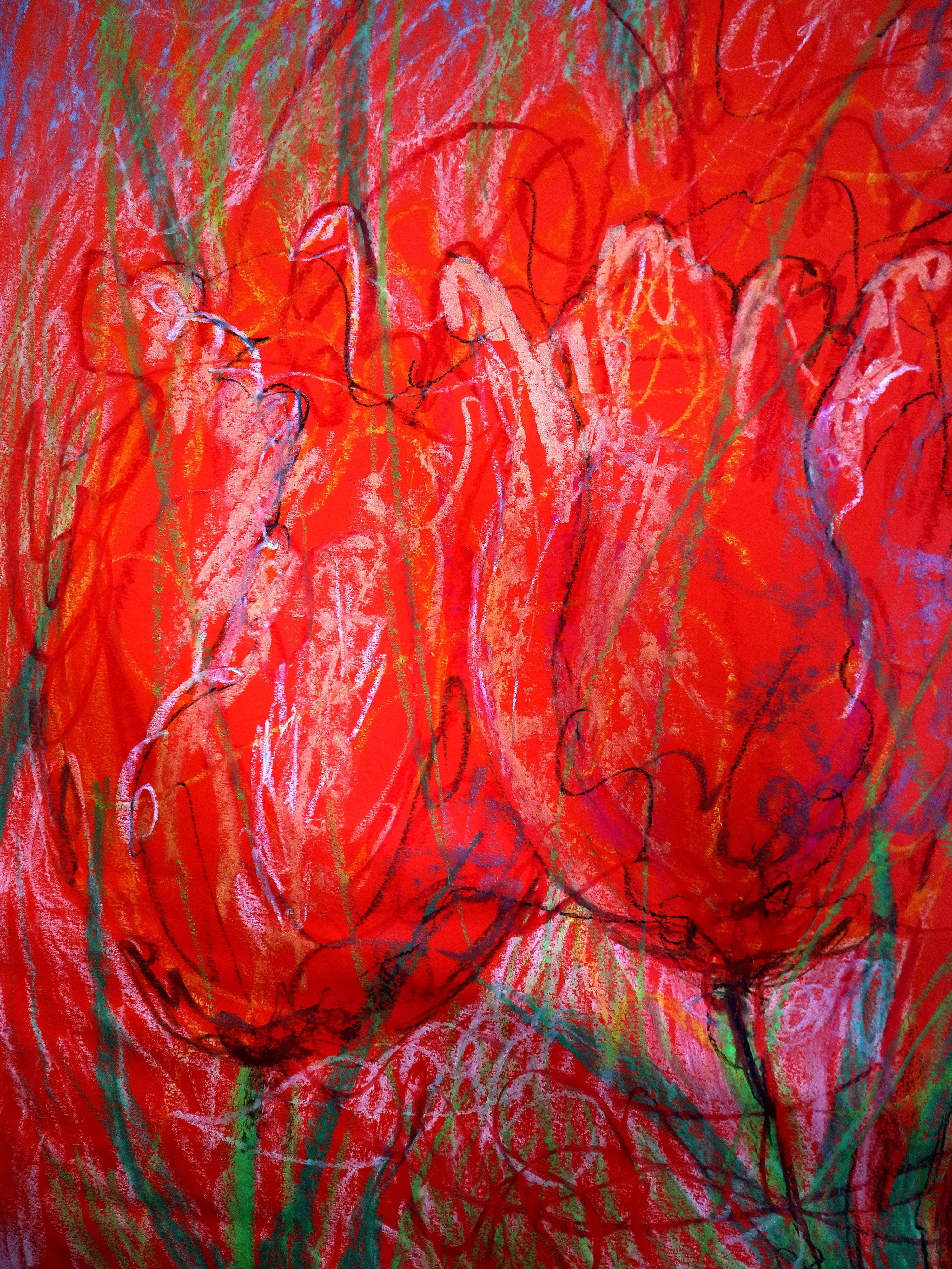 Tulipani 5 - Still-Life Painting Rosso di RAKHMET REDZHEPOV (RAMZI)