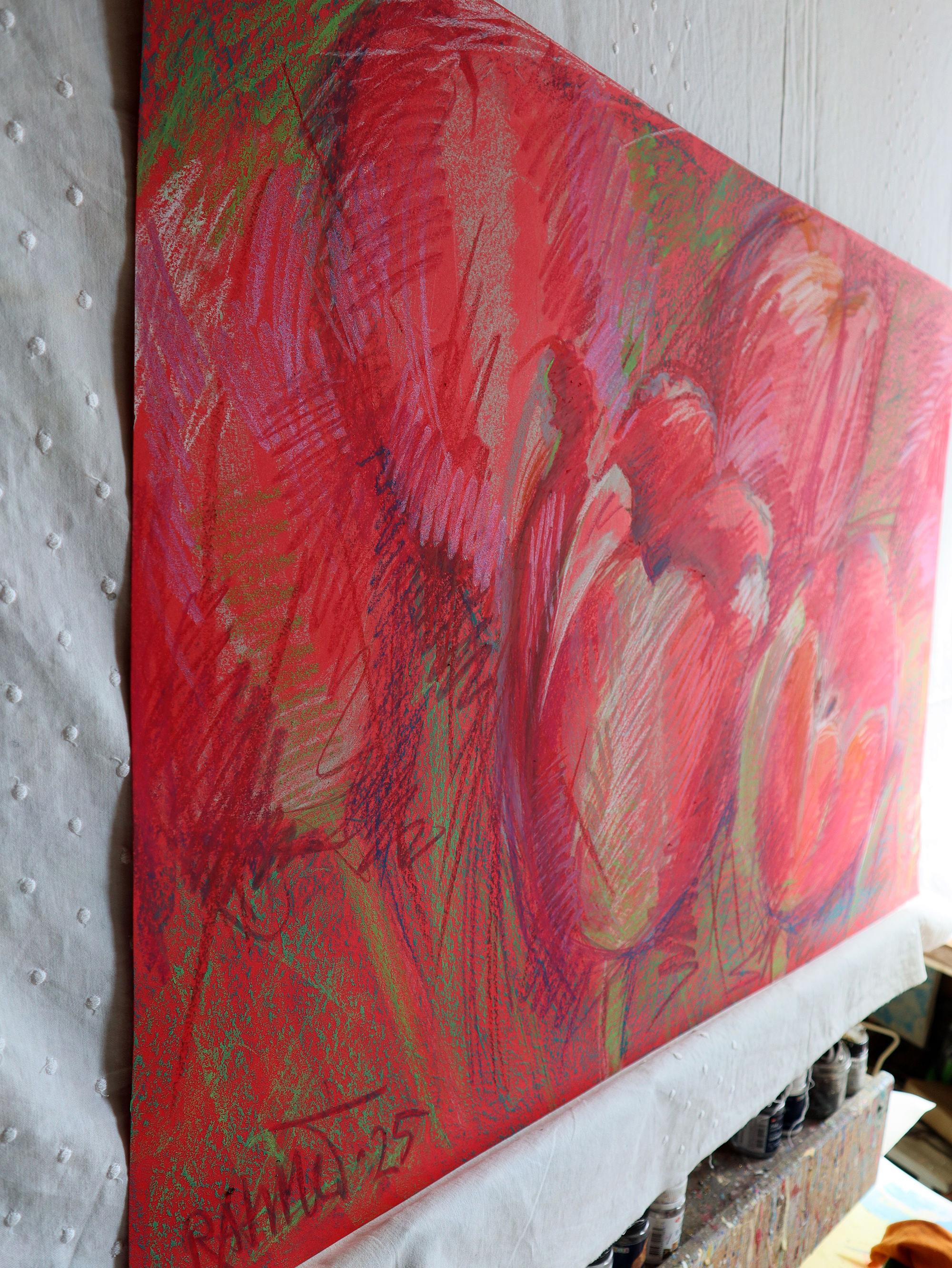 Tulips , Red - Painting by RAKHMET REDZHEPOV (RAMZI)