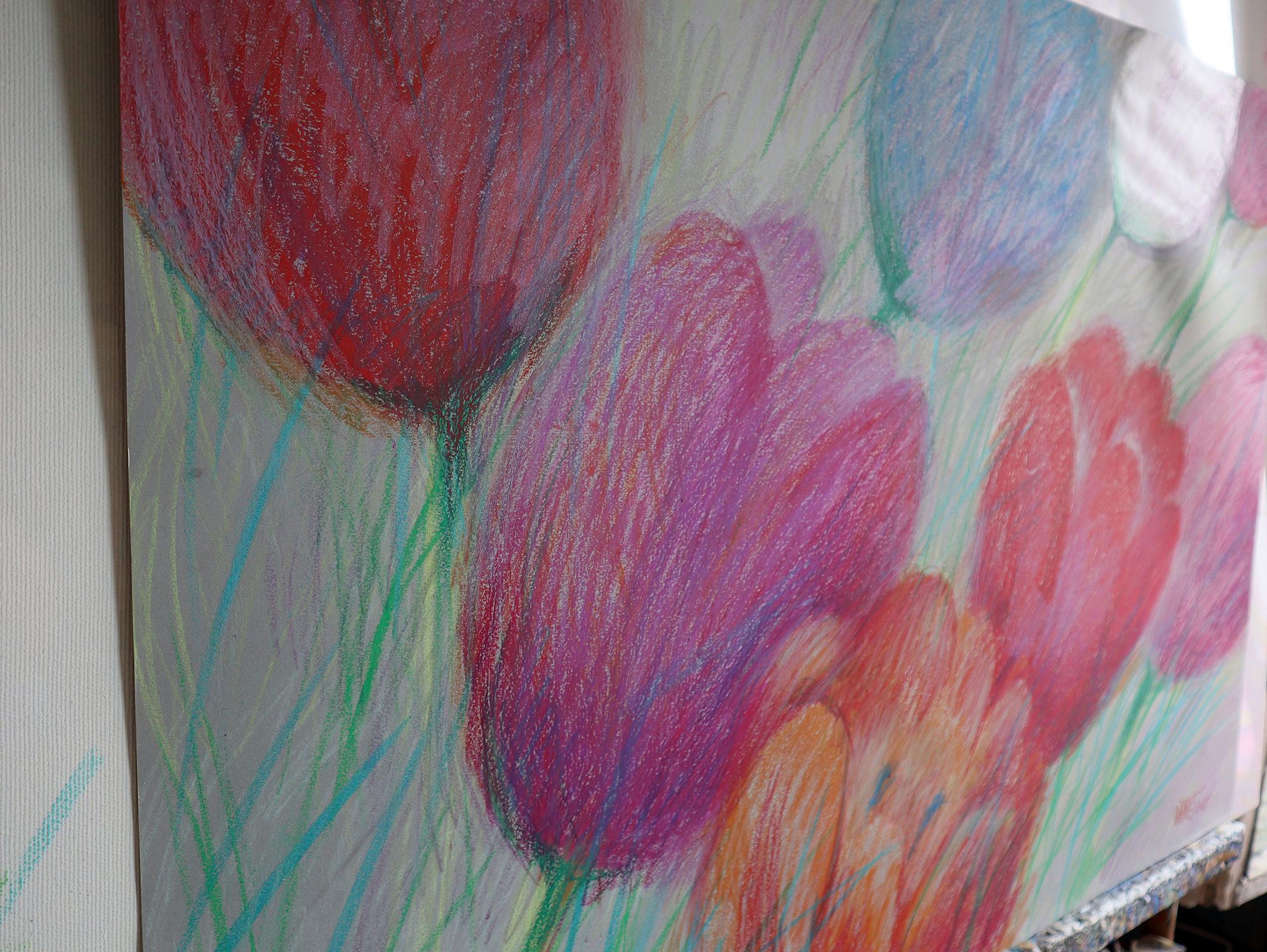 Tulips , White - Pointillist Art by RAKHMET REDZHEPOV (RAMZI)