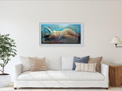 „Turquoise Dream“ (Serie „Oriental Nudes“) Karton (MDF), Öl, Acryl 50 × 90