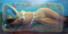 „Turquoise Dream“ (Serie „Oriental Nudes“) Karton (MDF), Öl, Acryl 50 × 90