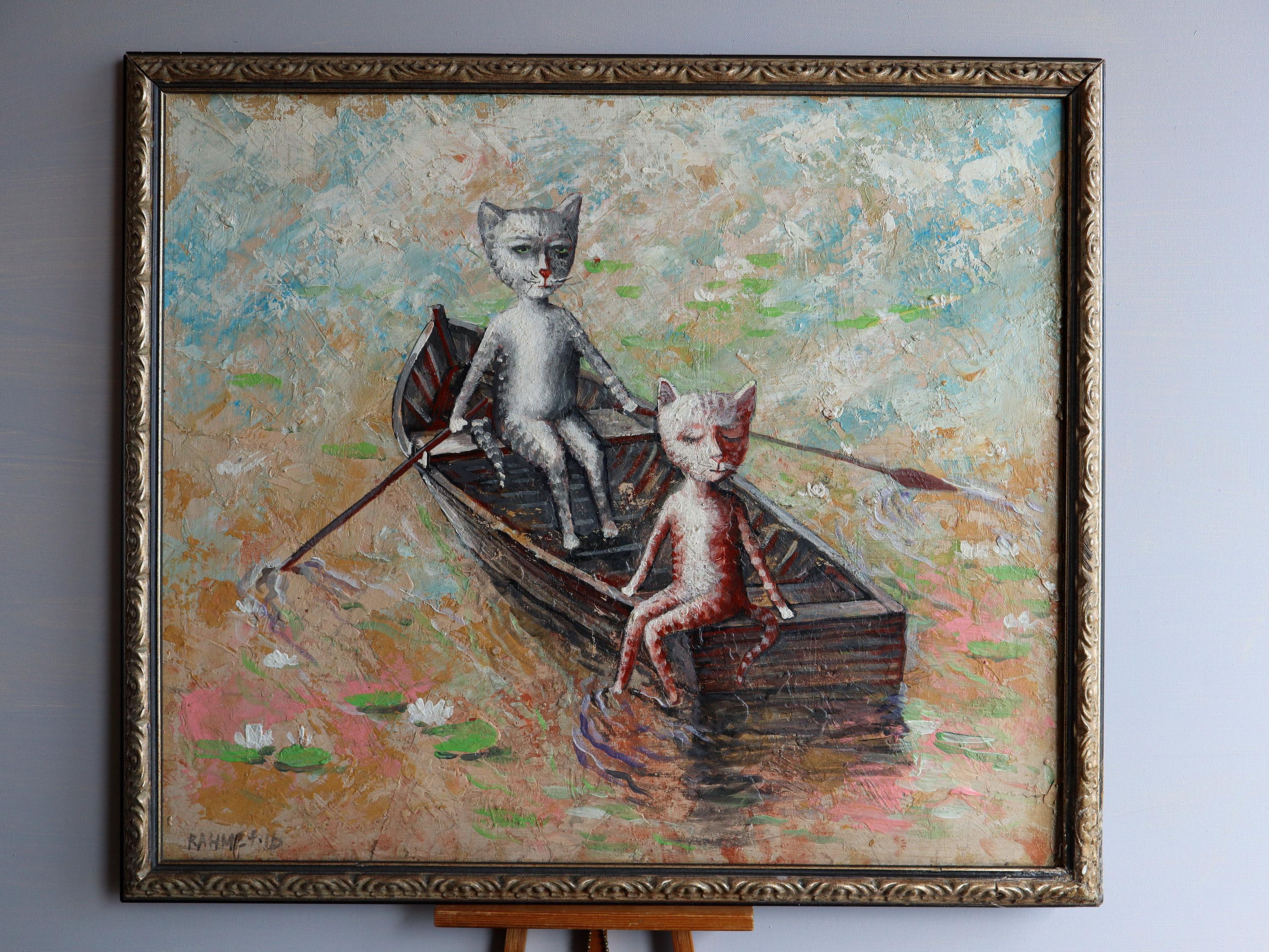 Zwei in einem Boot (Expressionismus), Painting, von RAKHMET REDZHEPOV (RAMZI)