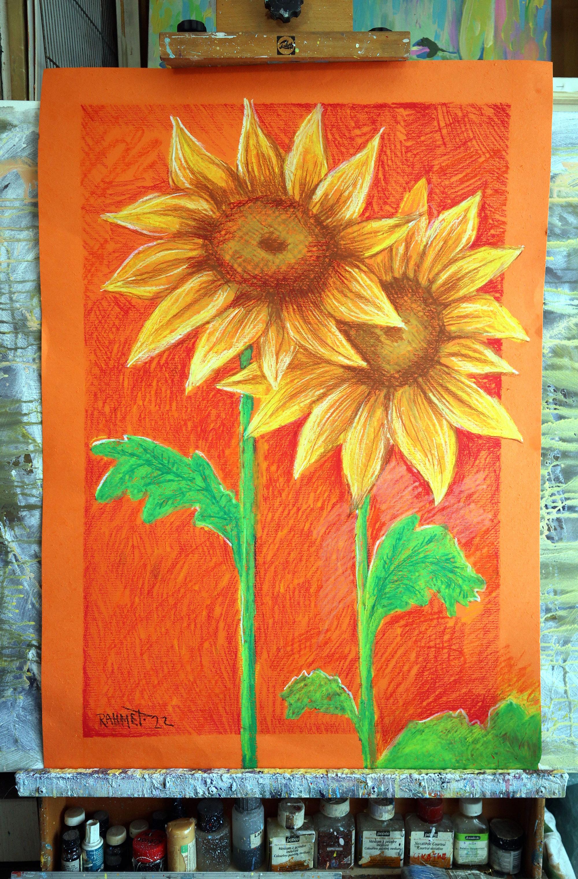 Dos girasoles - Painting Expresionista de RAKHMET REDZHEPOV (RAMZI)