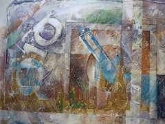 Urban Chronos : Peinture abstraite à l'huile et à l'acrylique, 100x120 cm