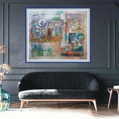 Urban Chronos : Peinture abstraite à l'huile et à l'acrylique, 100x120 cm