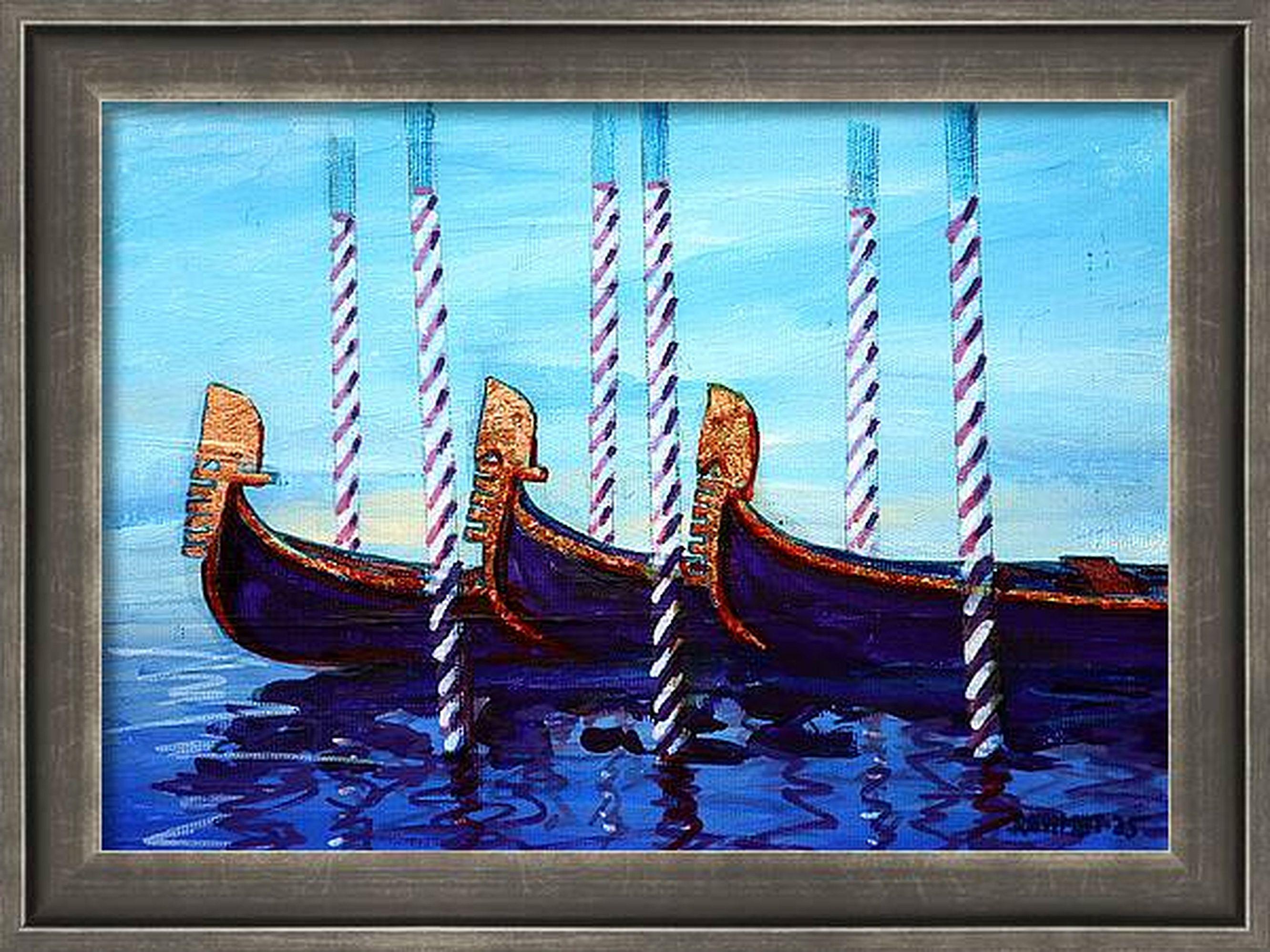 Venezianische Gondolas 3 – Painting von RAKHMET REDZHEPOV (RAMZI)