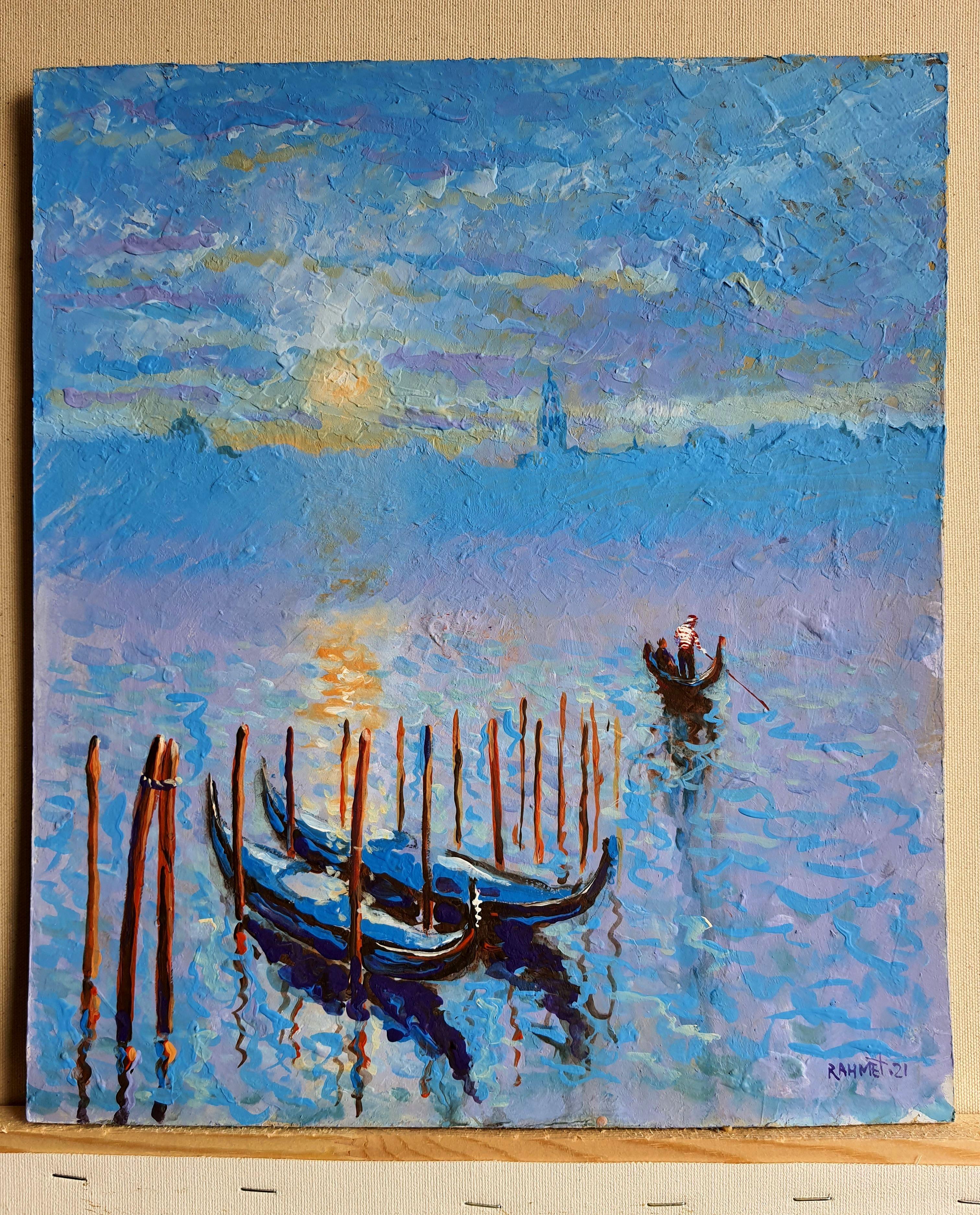 Venice 2 - Blue Landscape Painting by RAKHMET REDZHEPOV (RAMZI)
