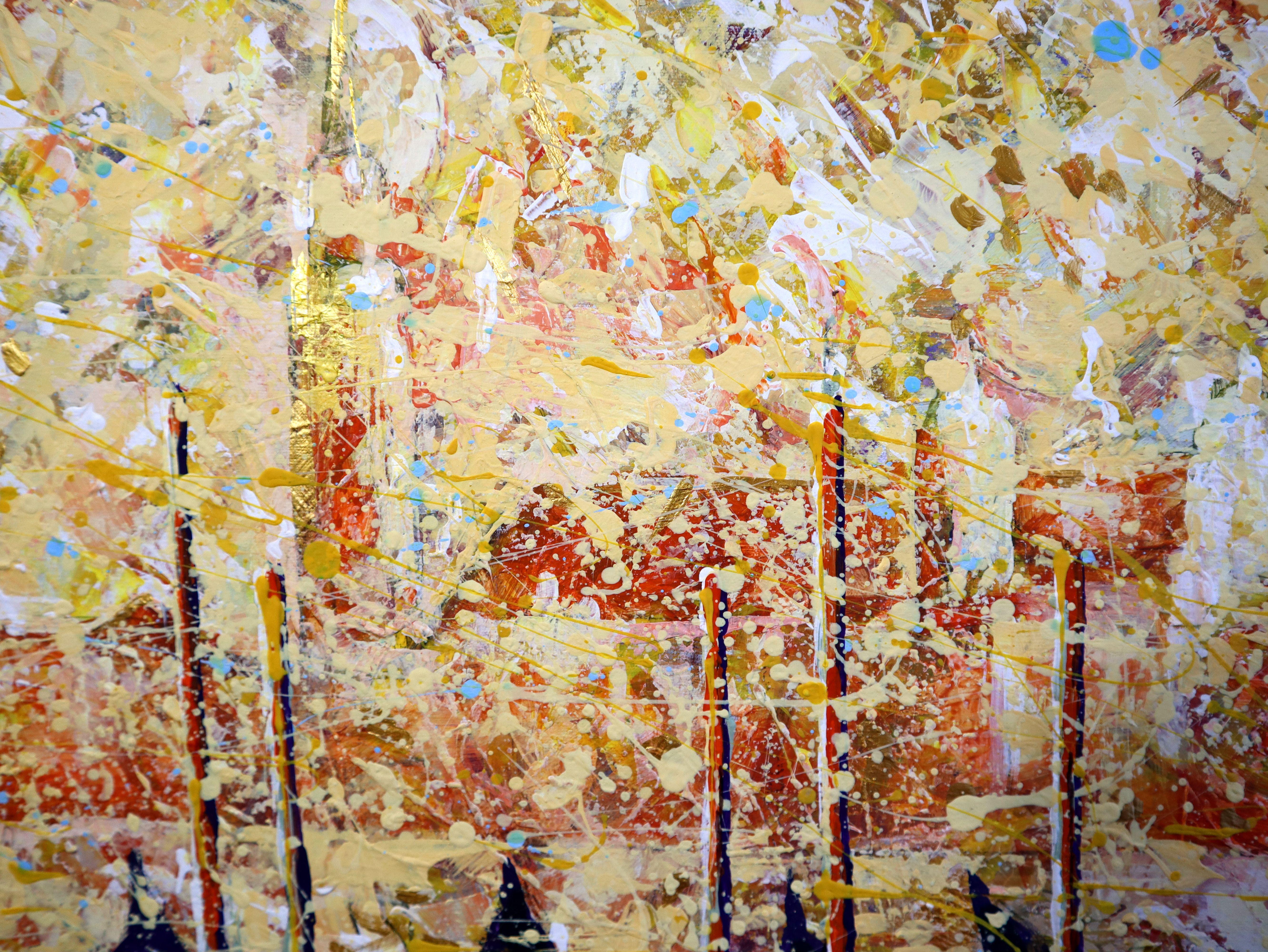 En créant cette œuvre, j'ai plongé dans l'essence de la tranquillité, fusionnant la vivacité de l'expressionnisme abstrait avec les nuances subtiles de l'impressionnisme. L'acrylique et l'huile s'entrelacent, évoquant la danse sereine des gondoles