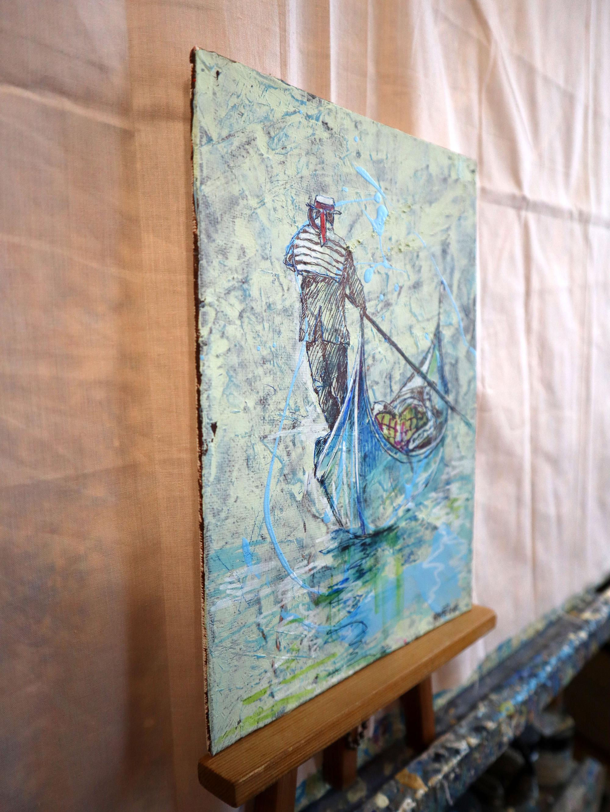 Venedig, Gondolier 2 (Expressionismus), Painting, von RAKHMET REDZHEPOV (RAMZI)